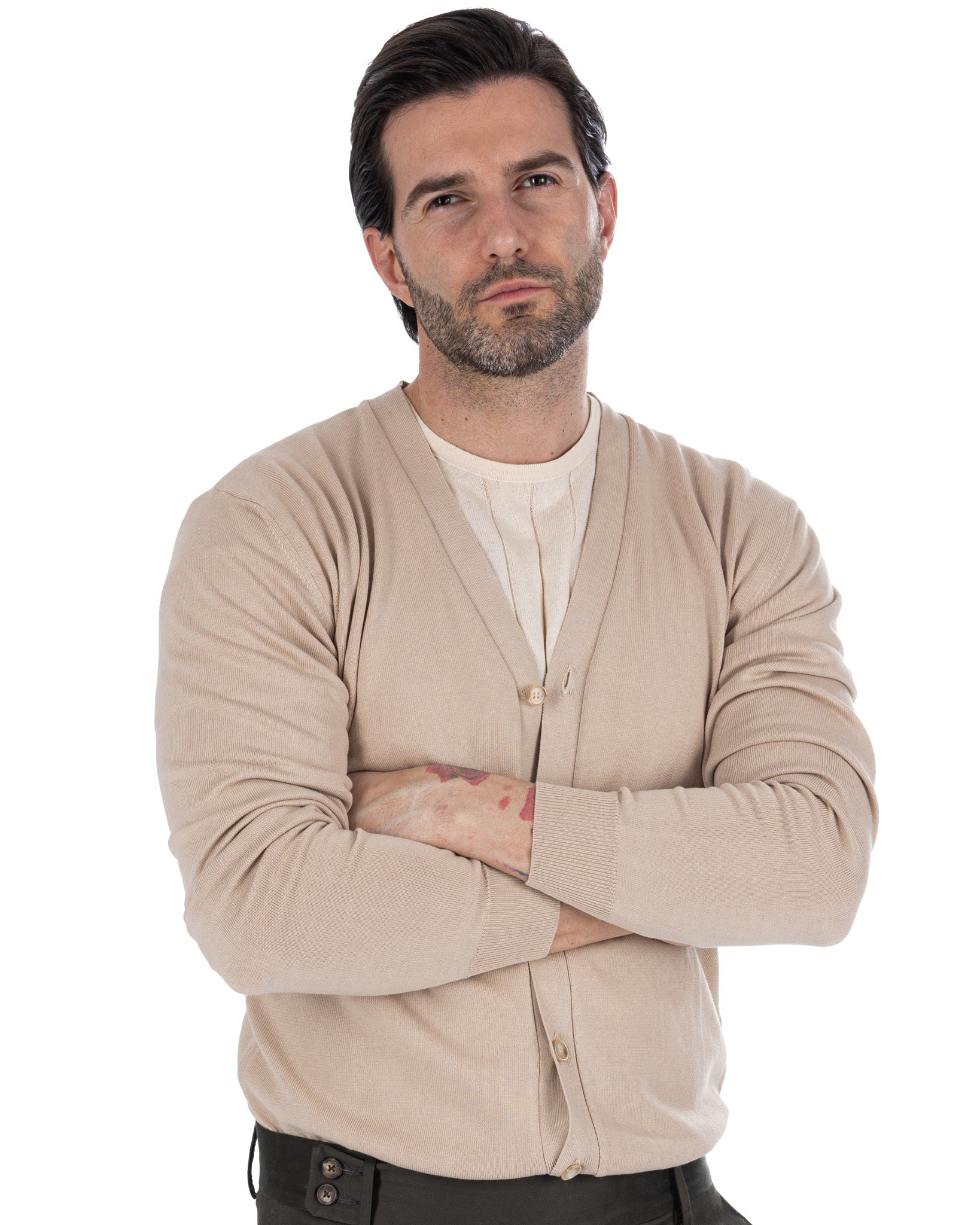 Alex - cárdigan beis de algodón