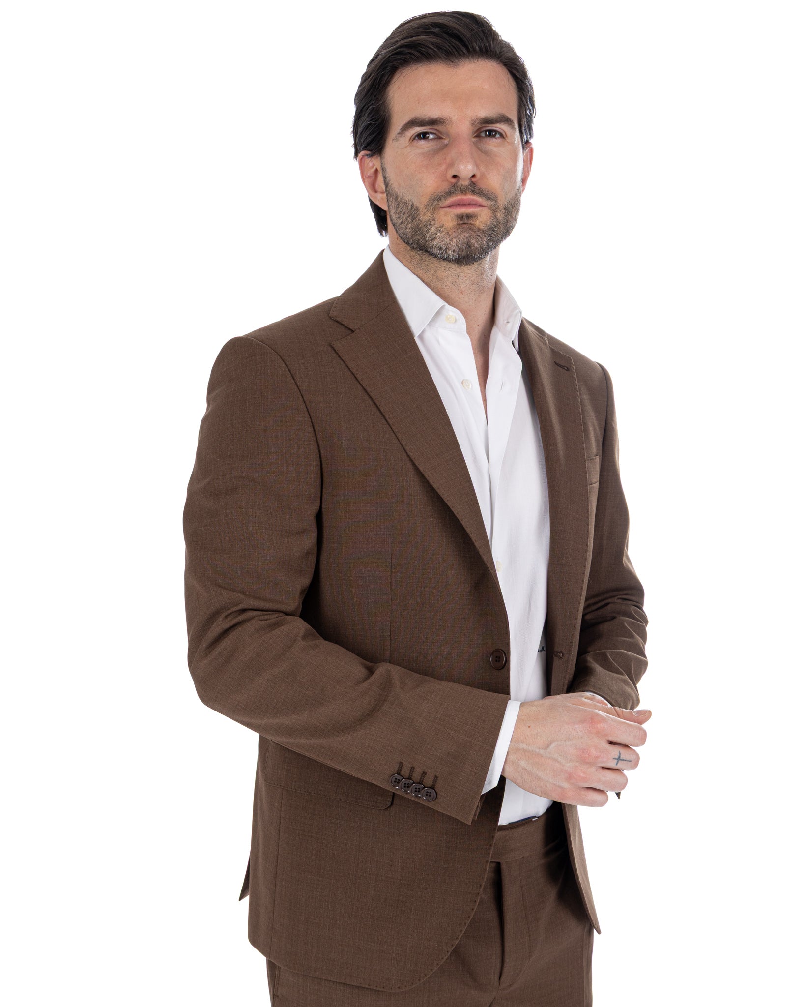 Landon - chaqueta de mezcla de lana color topo