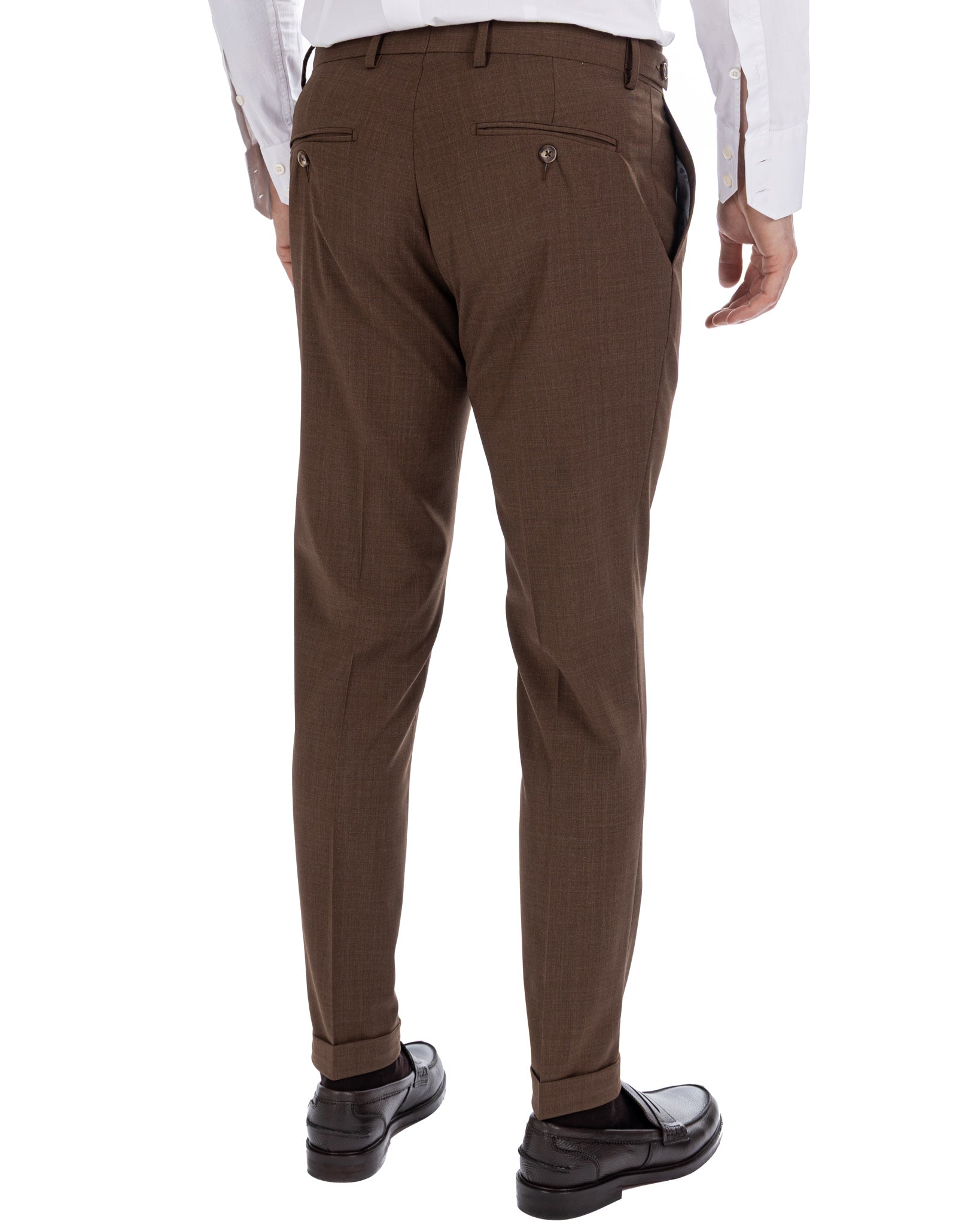 Victor - dark brown wool blend trousers