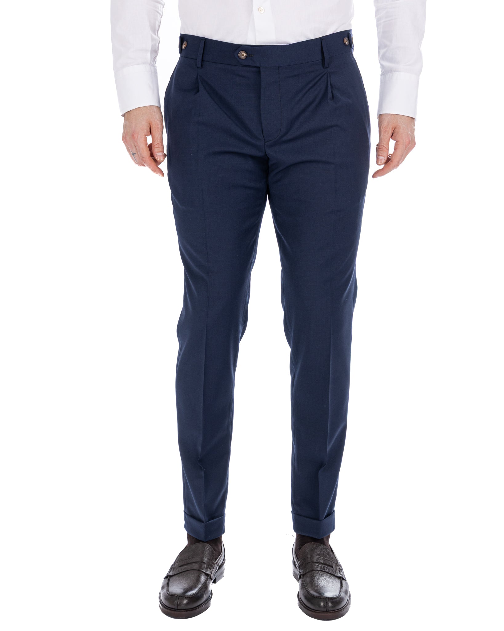 Víctor - pantalón de mezcla de lana azul