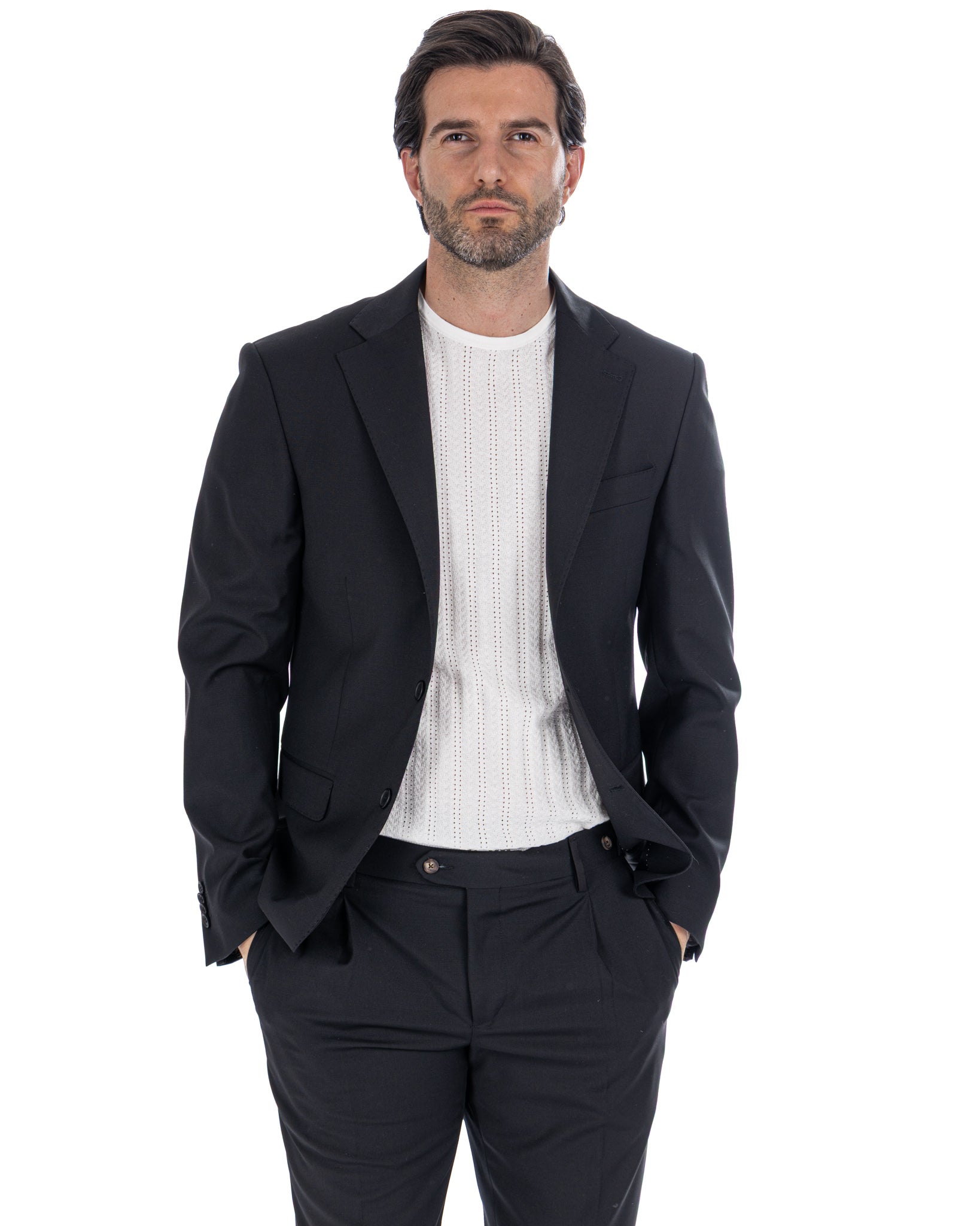 Landon - chaqueta de mezcla de lana negra