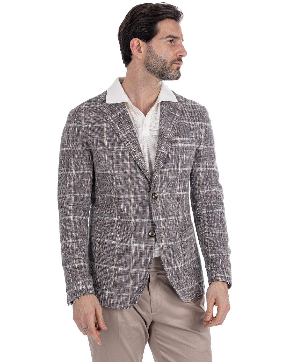 Sitka - Beige Check Single Breasted Jacket