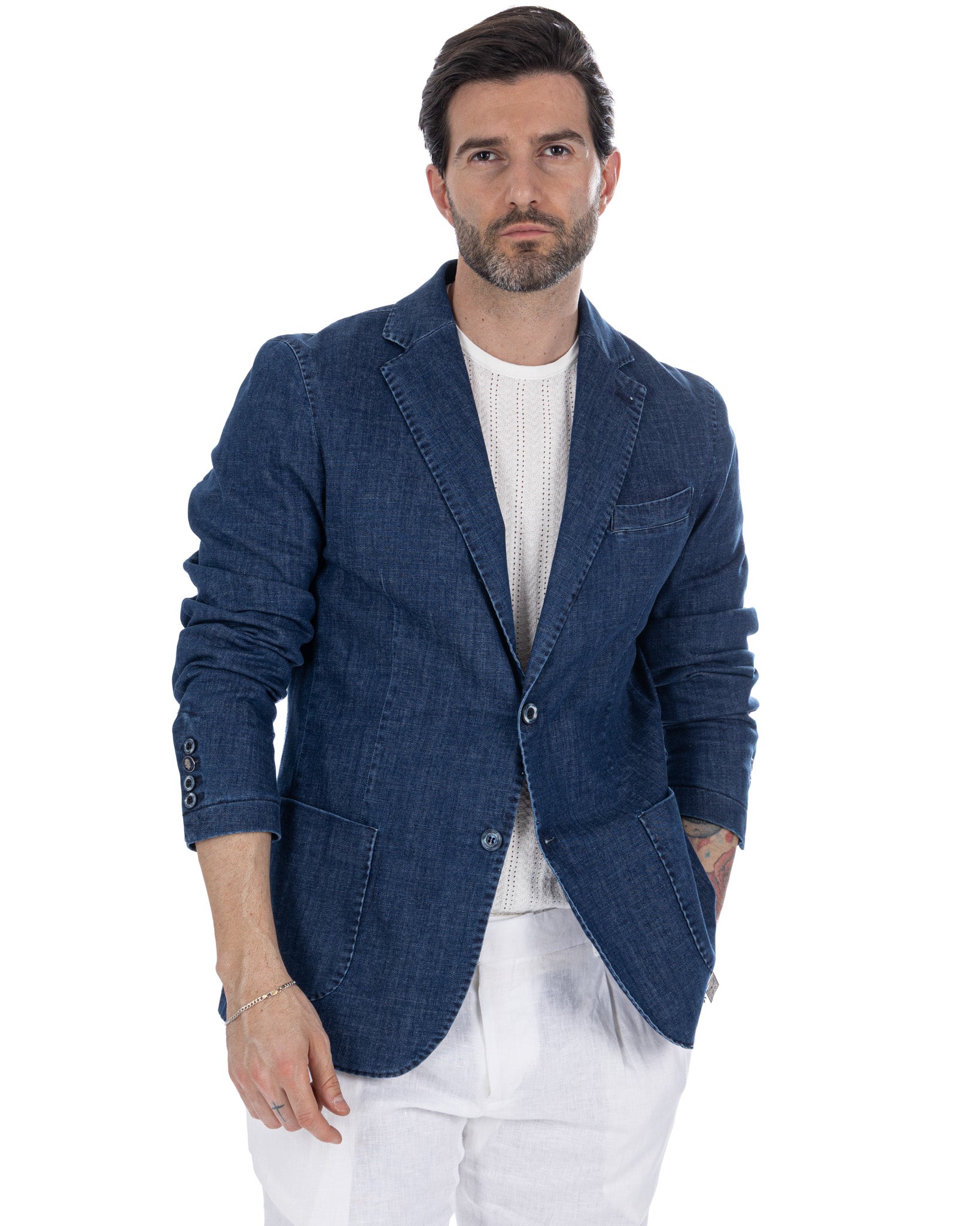 Single-breasted Spello jacket in light denim
