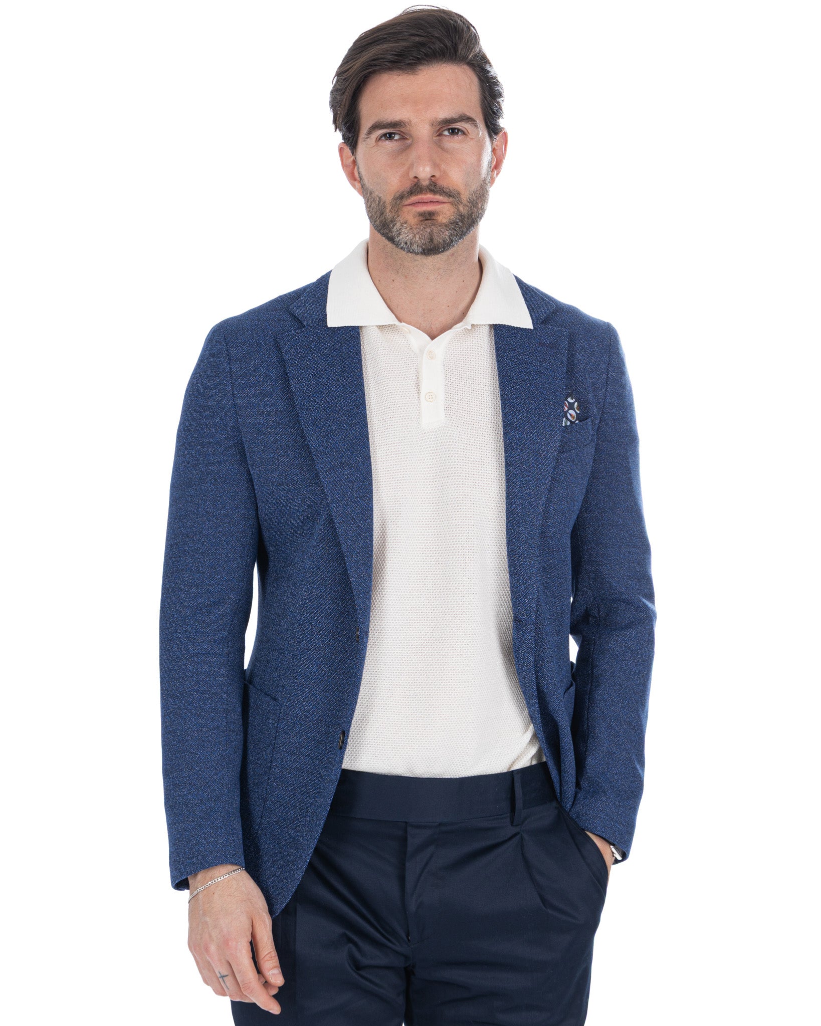 Haines - chaqueta monopetto azul melange