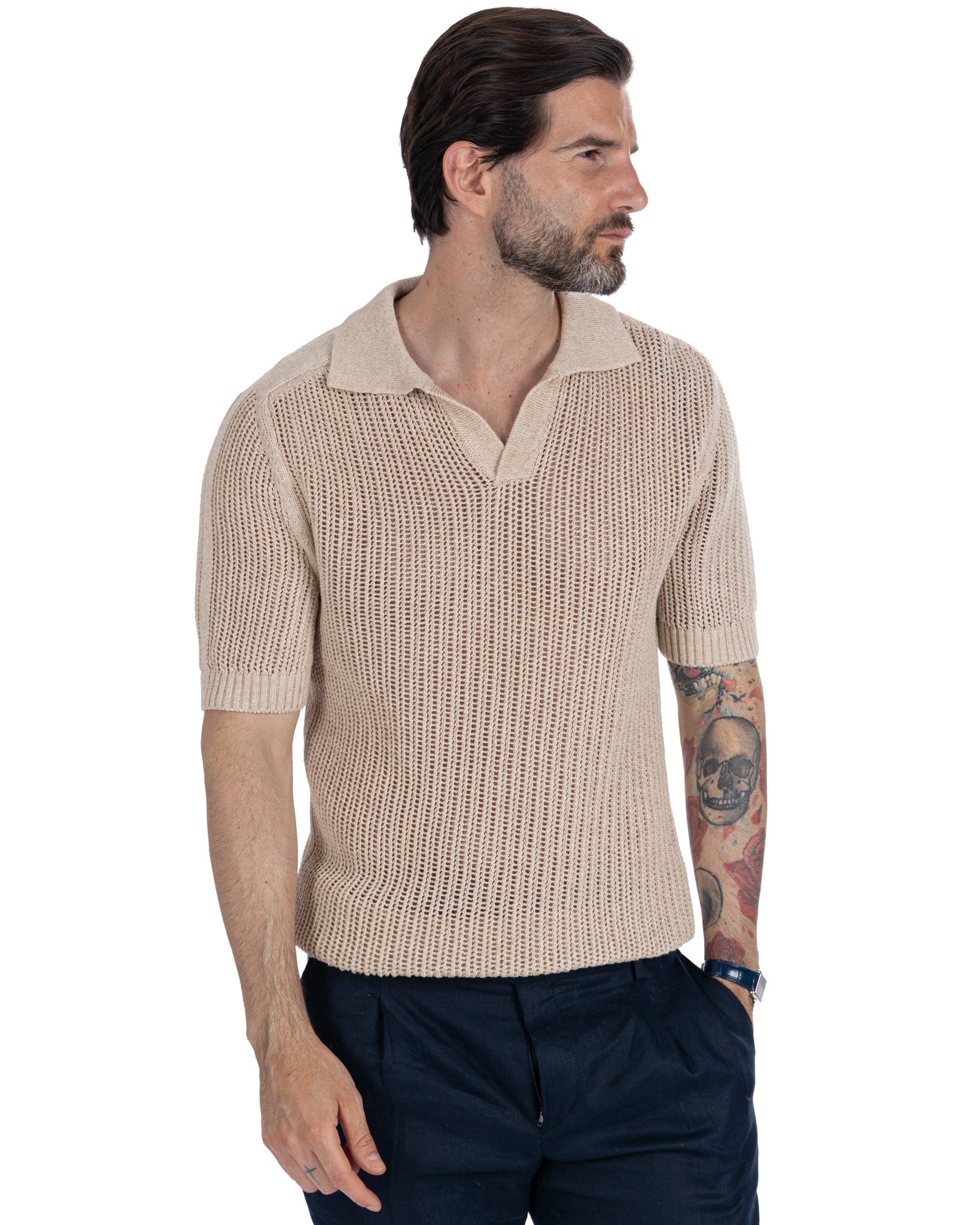 Casper - polo oversize calada beige