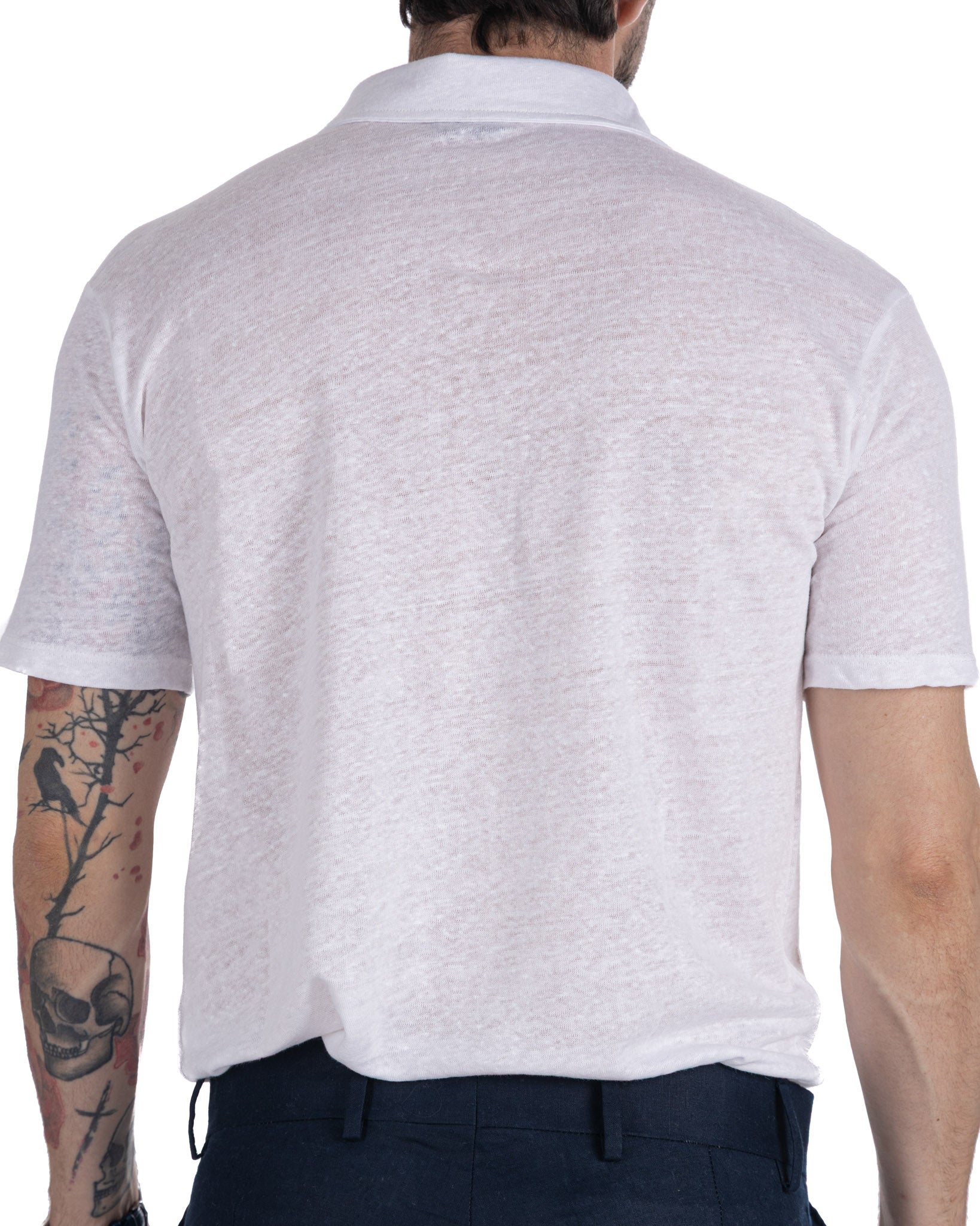 Marcos polo shirt in pure white linen