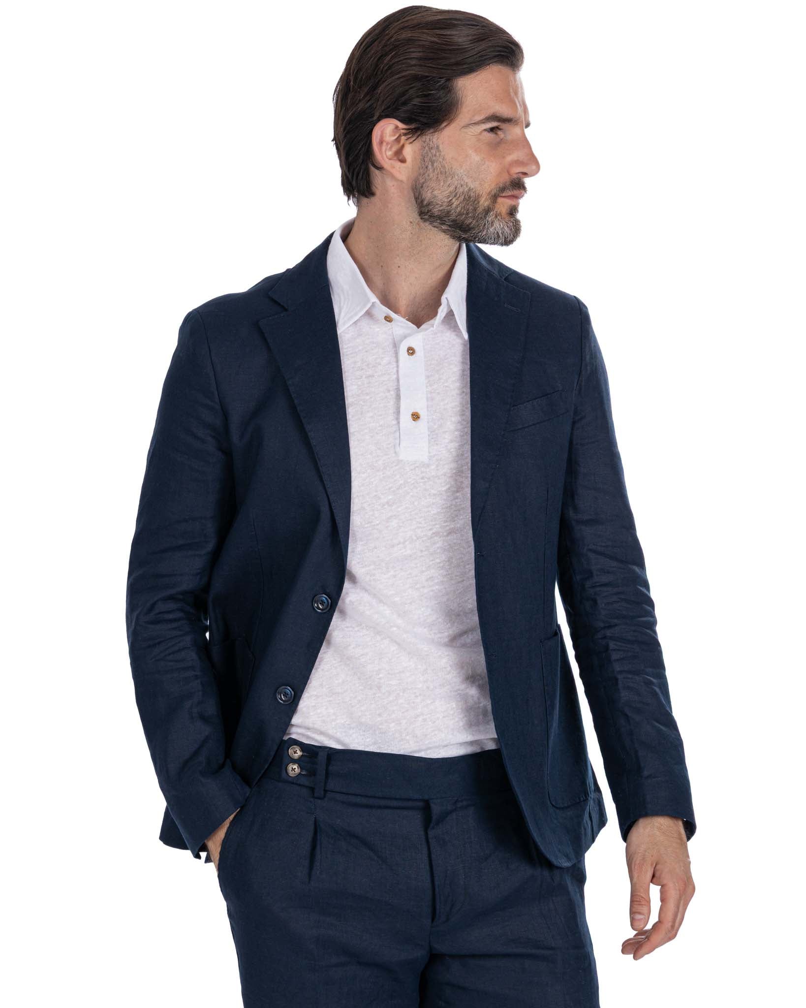 Narni jacket in pure blue linen