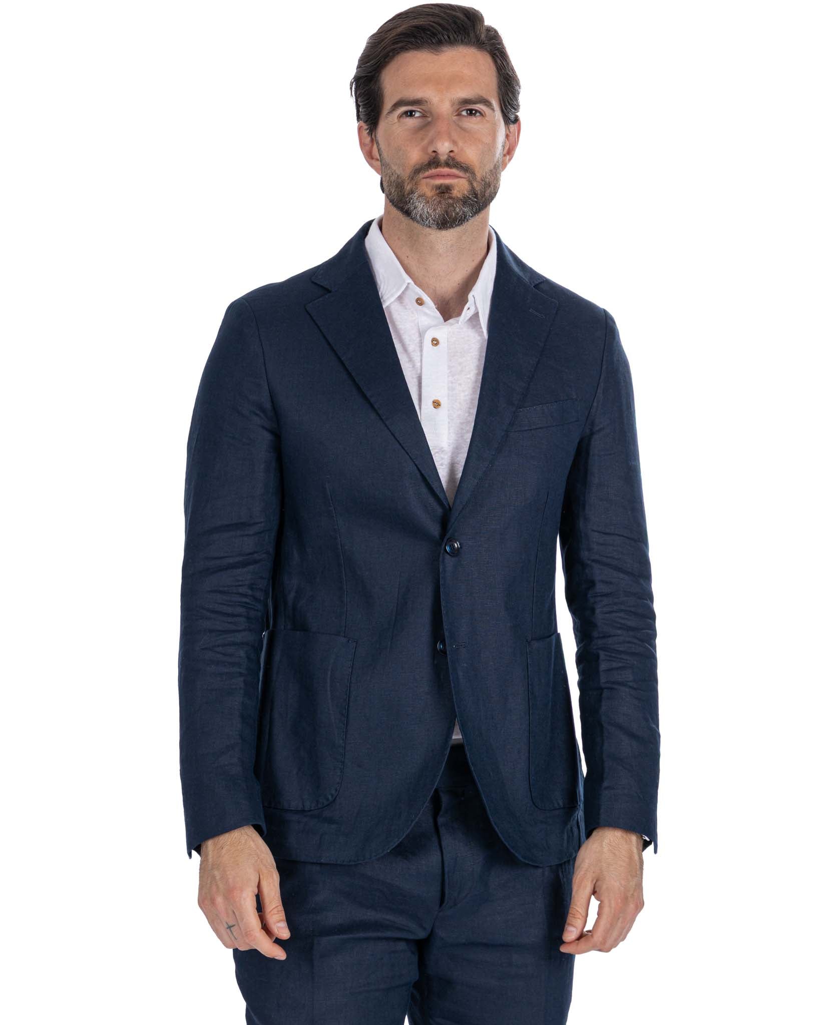 Chaqueta Narni de lino puro azul