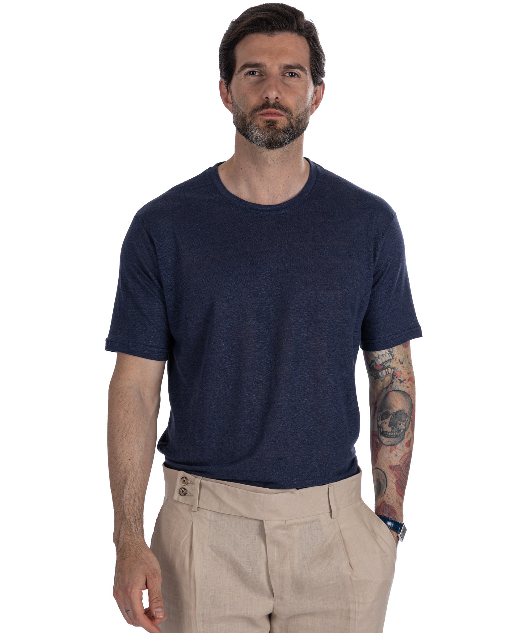 Camiseta de lino puro Felix azul