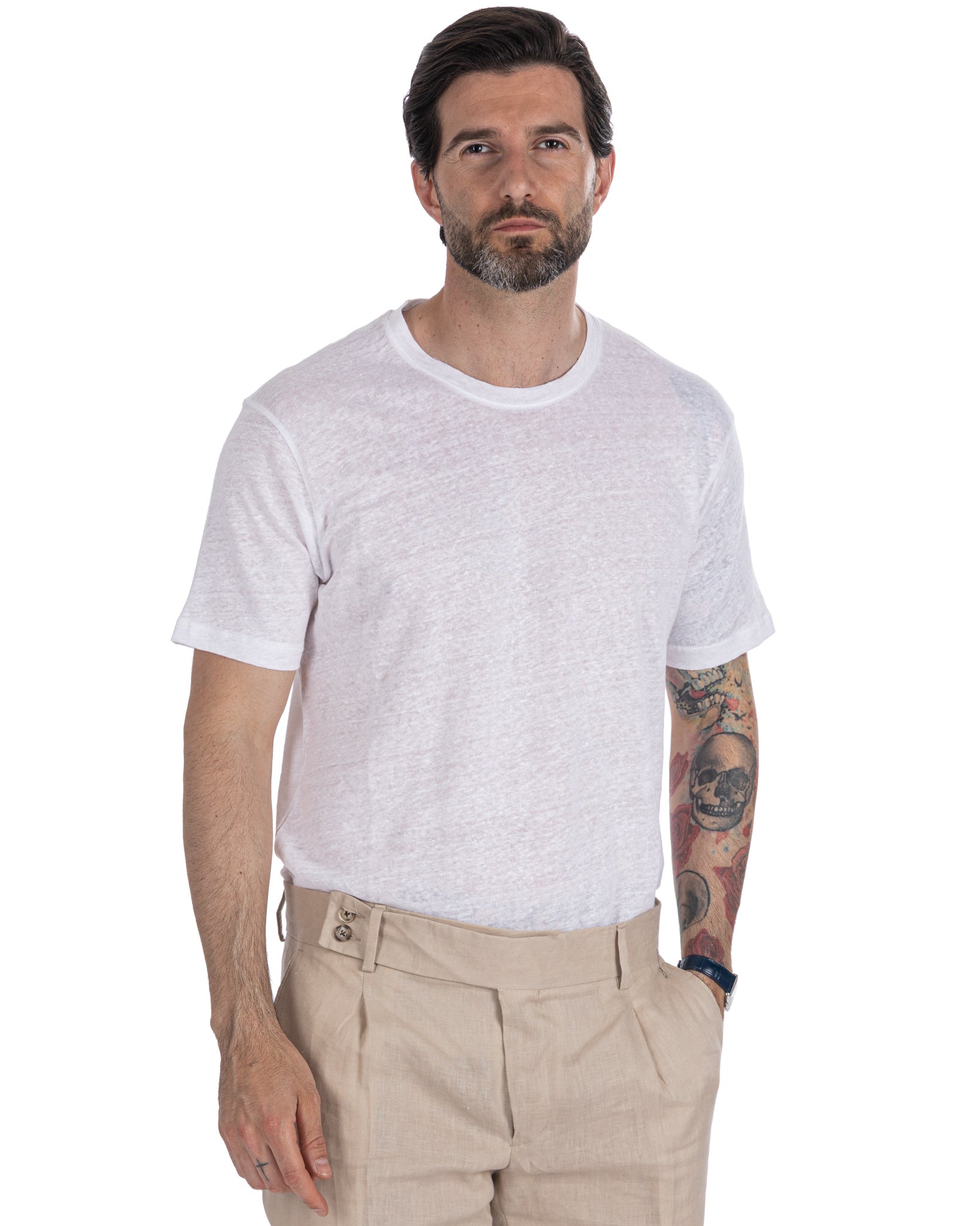 T-shirt Felix in puro lino bianca