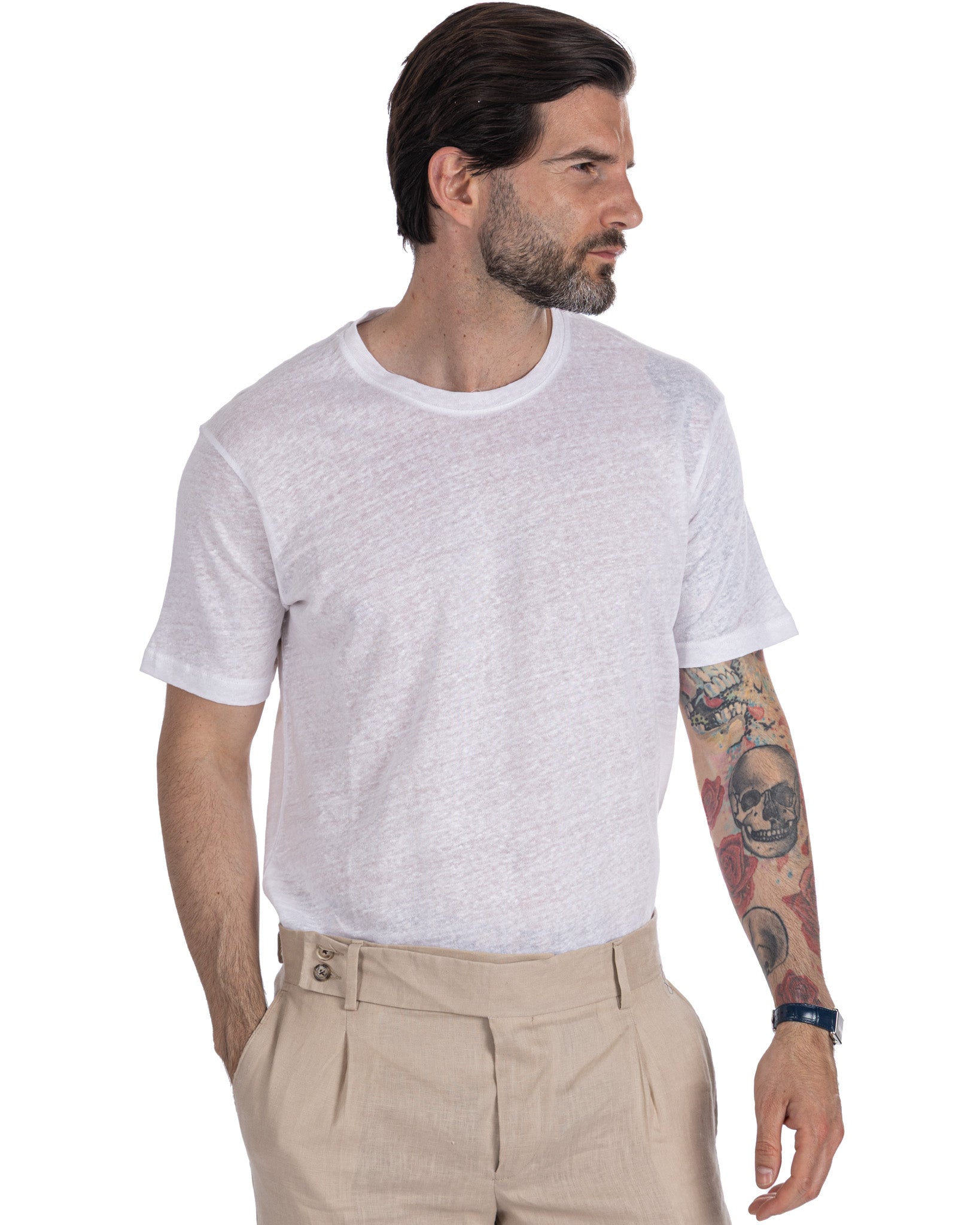 Camiseta Felix de lino puro blanca