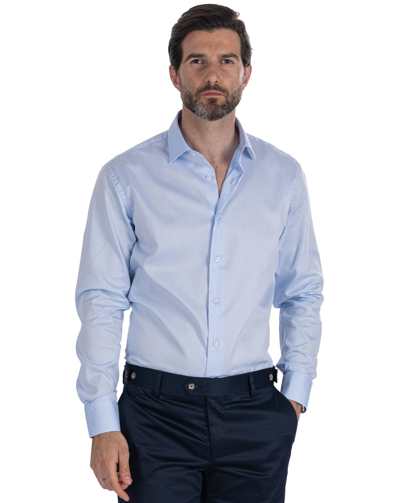 Camisa Desert celeste de sarga de algodón