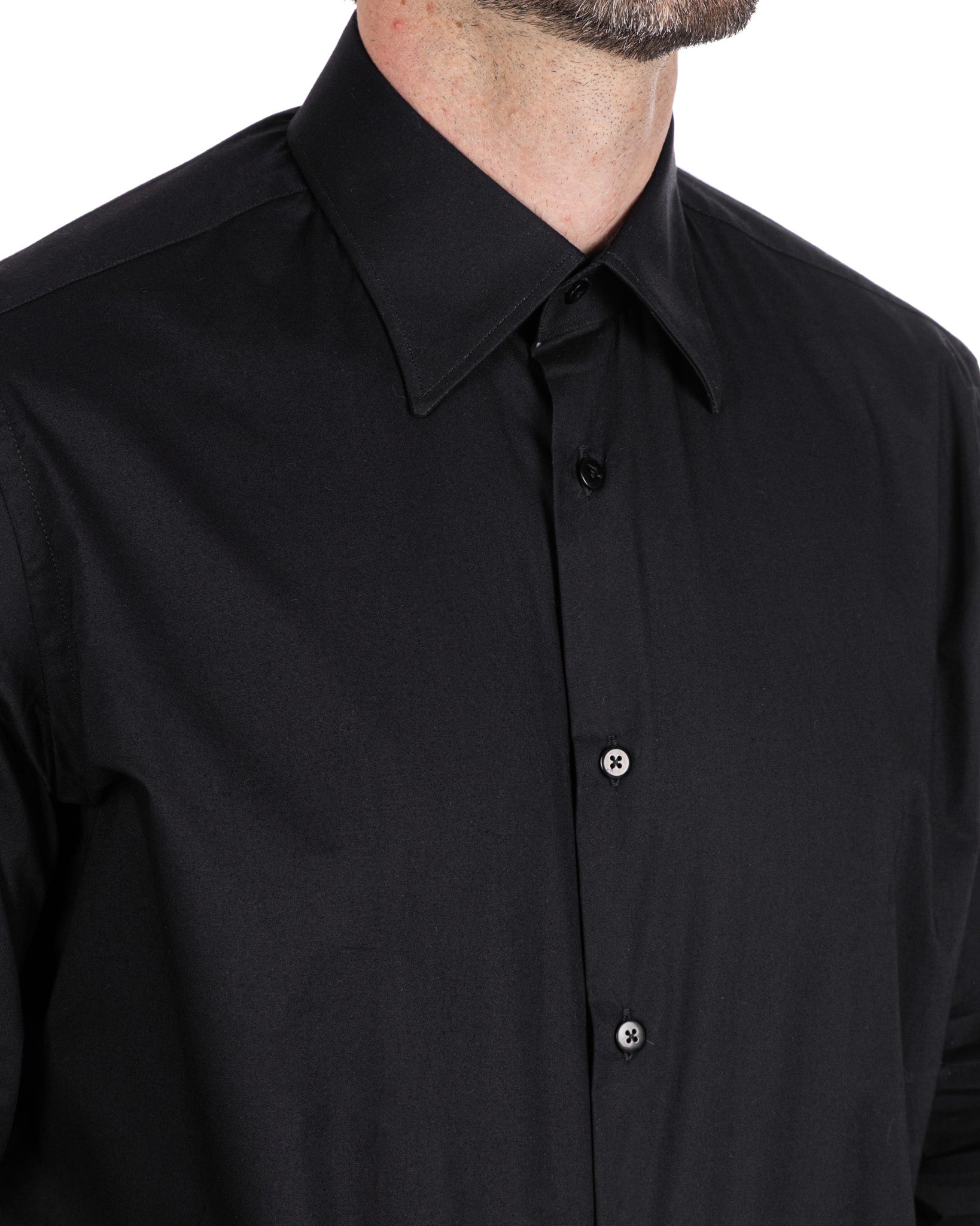 Camisa Heckler negra de popelín de algodón