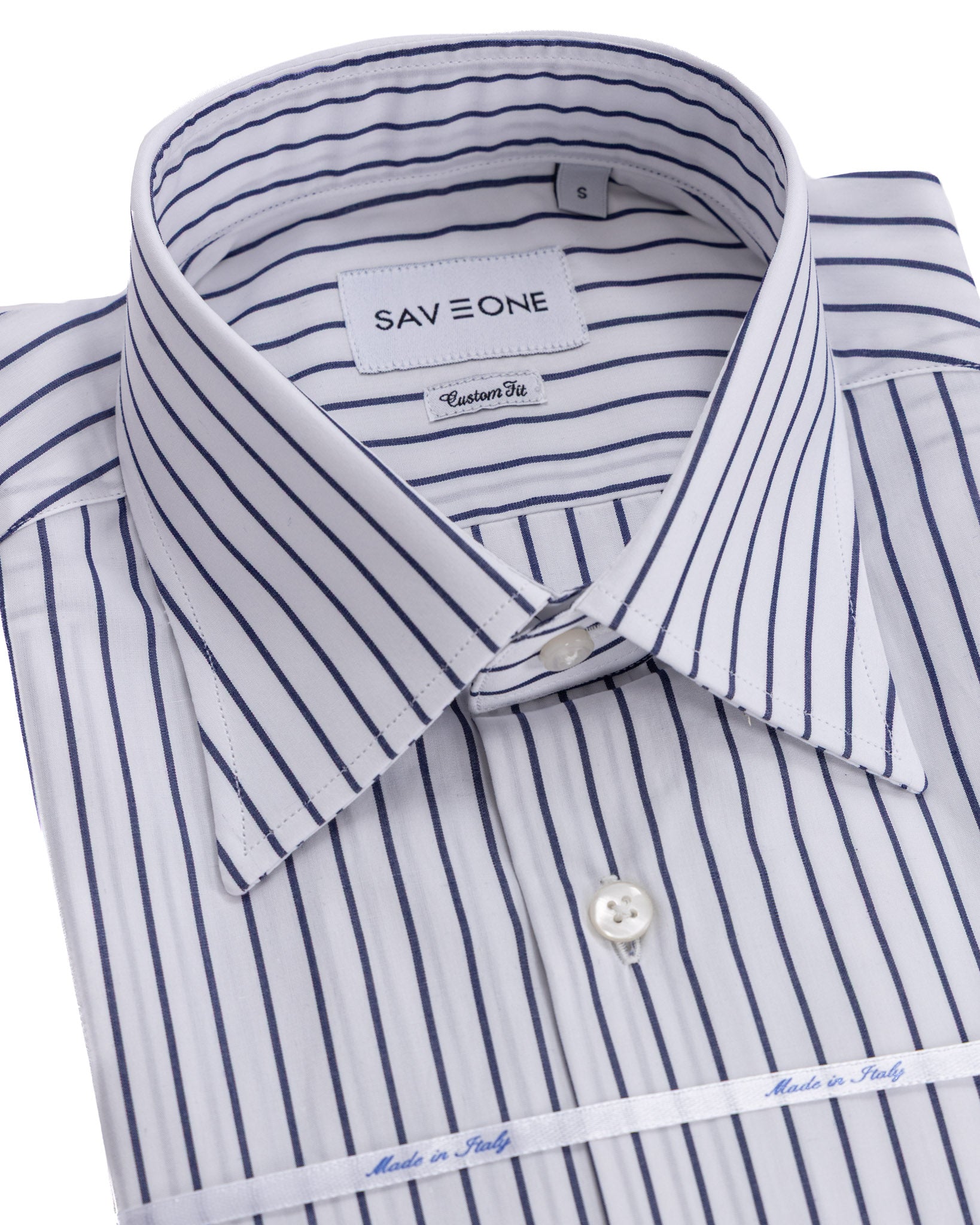 Camisa Walther de rayas azules en popelina de algodón