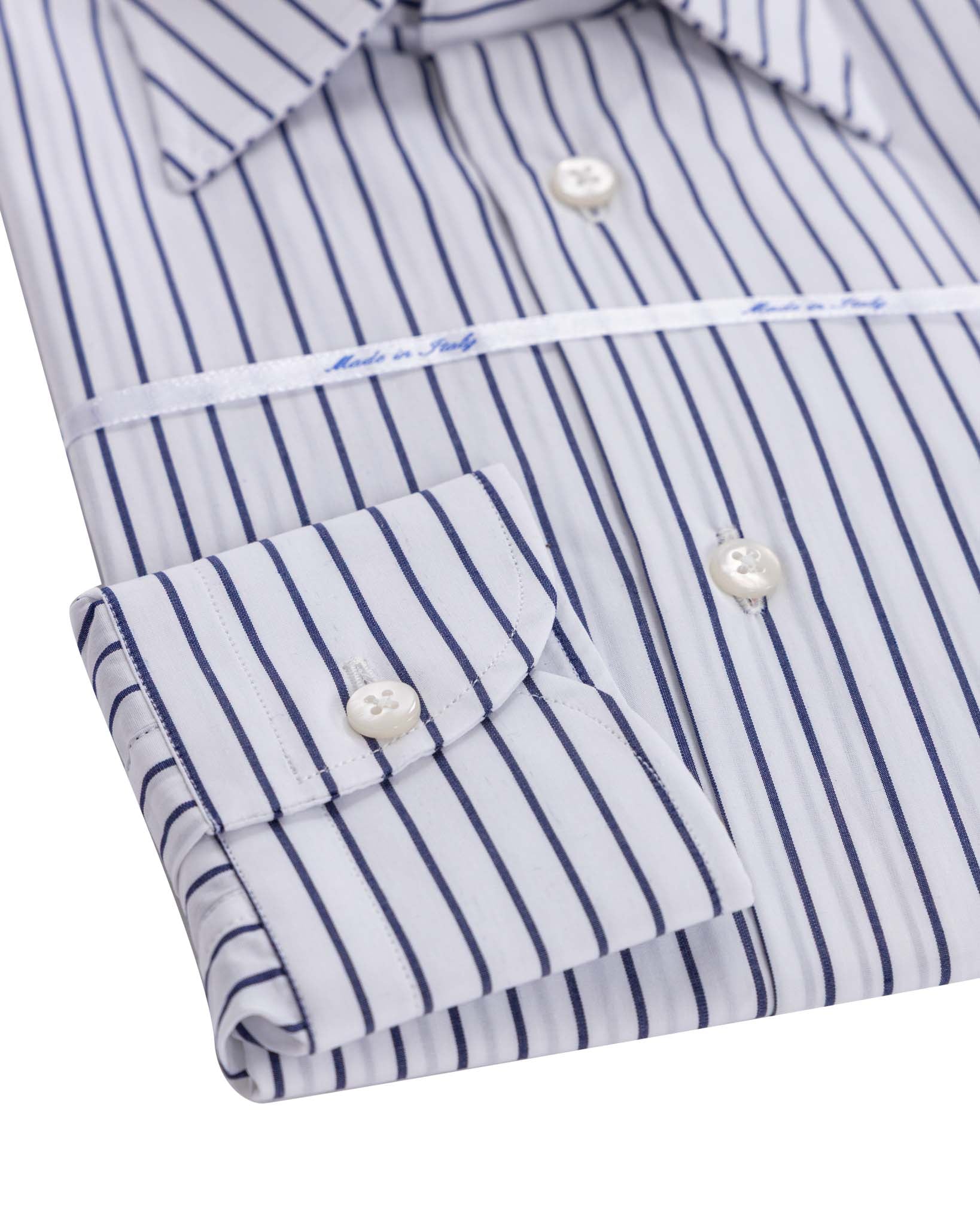 Camisa Walther de rayas azules en popelina de algodón