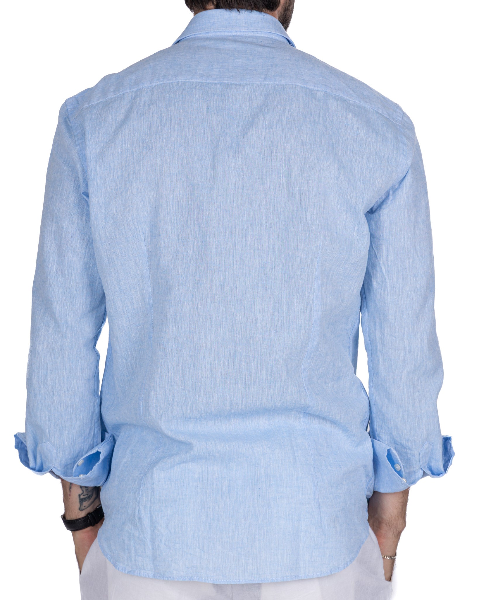Rennes shirt in light blue linen and cotton