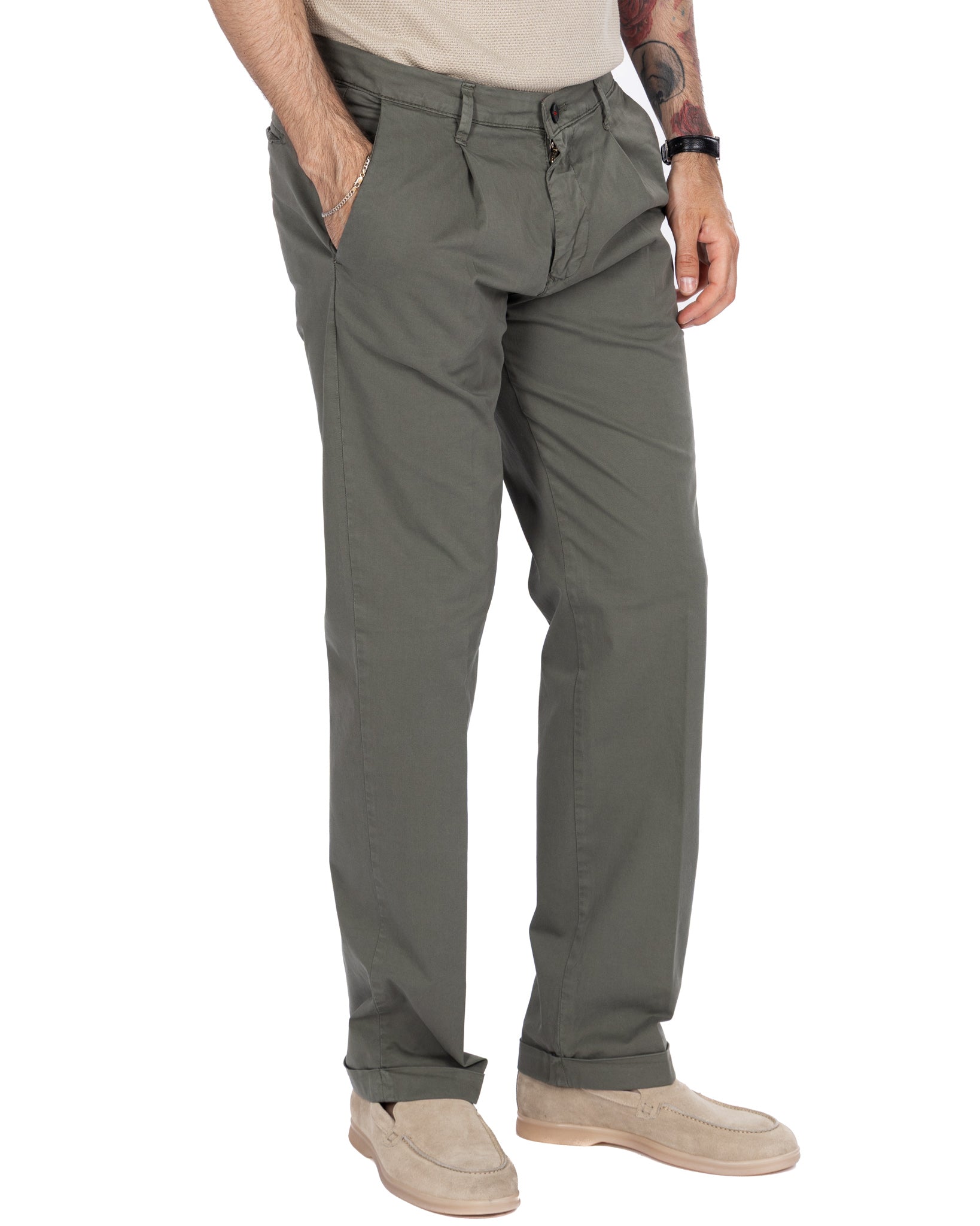Seath - pantalón ancho de algodón militar