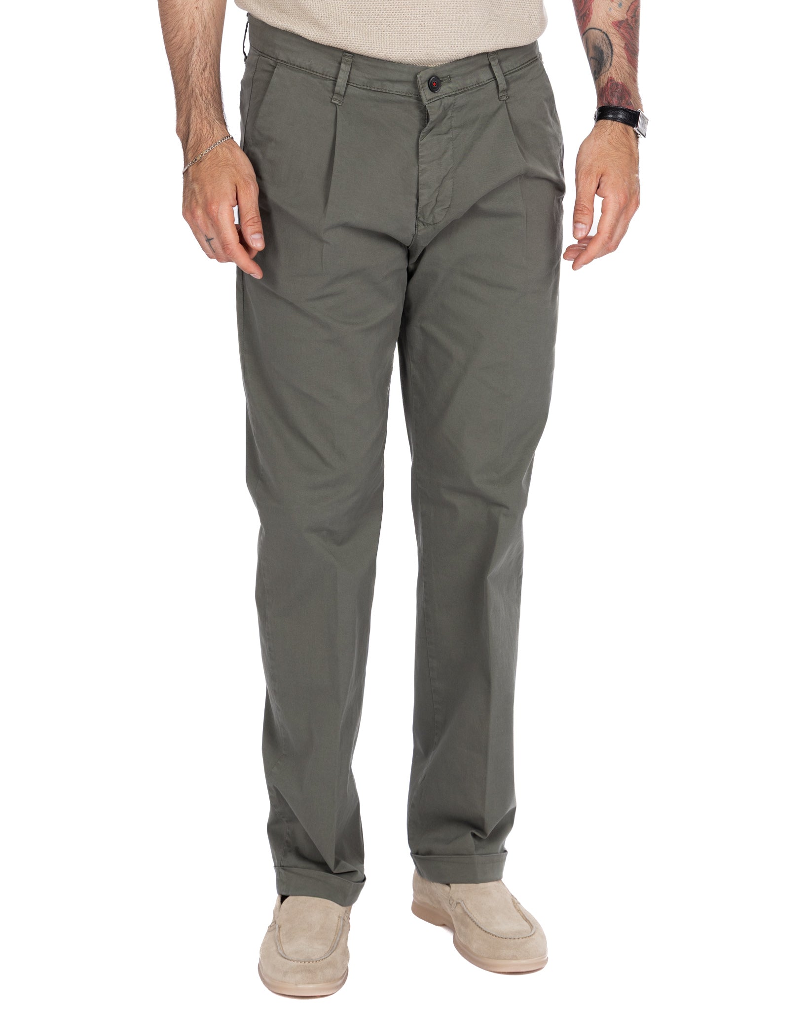 Seath - pantalón ancho de algodón militar