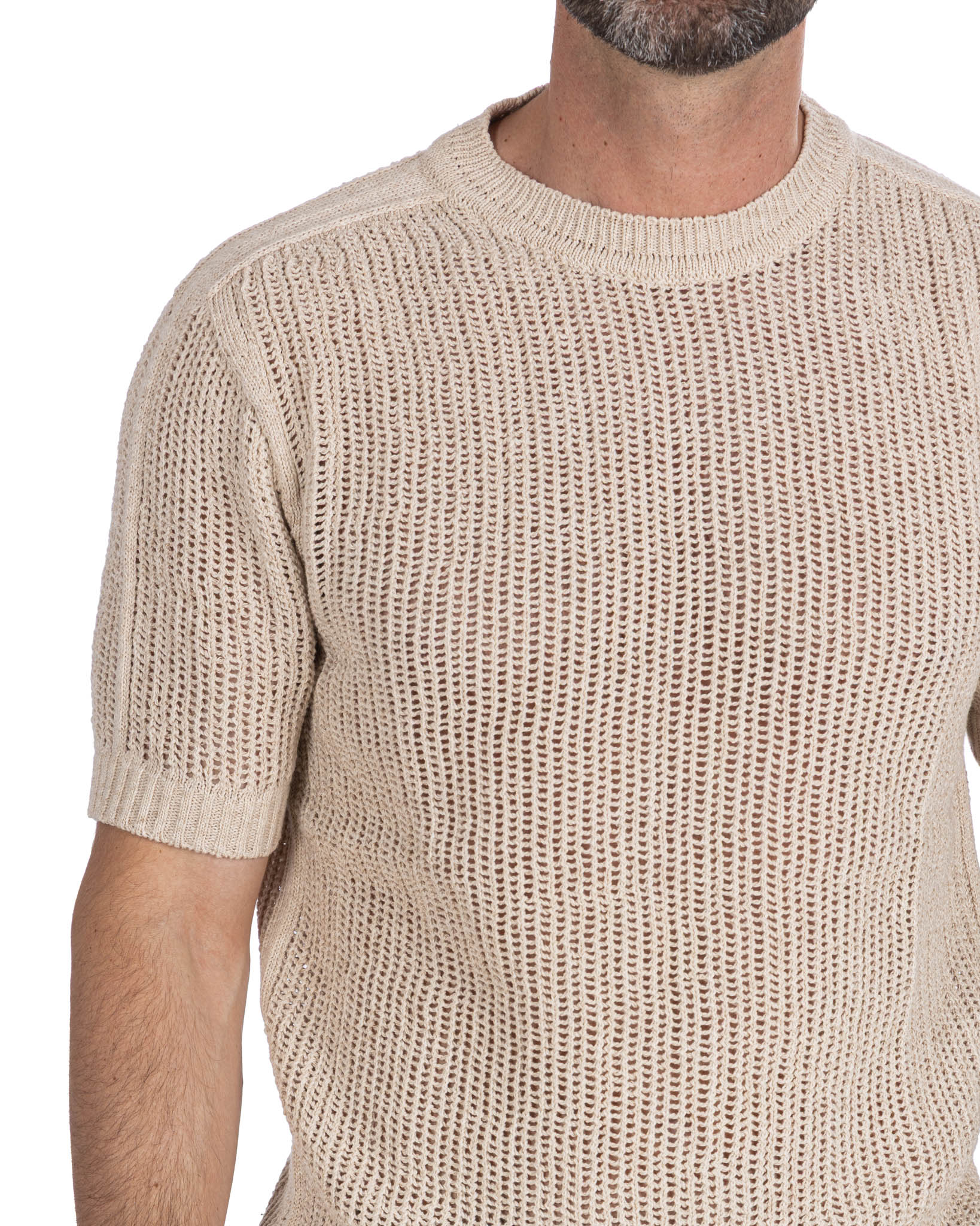 Grigor - camiseta oversize perforada beige