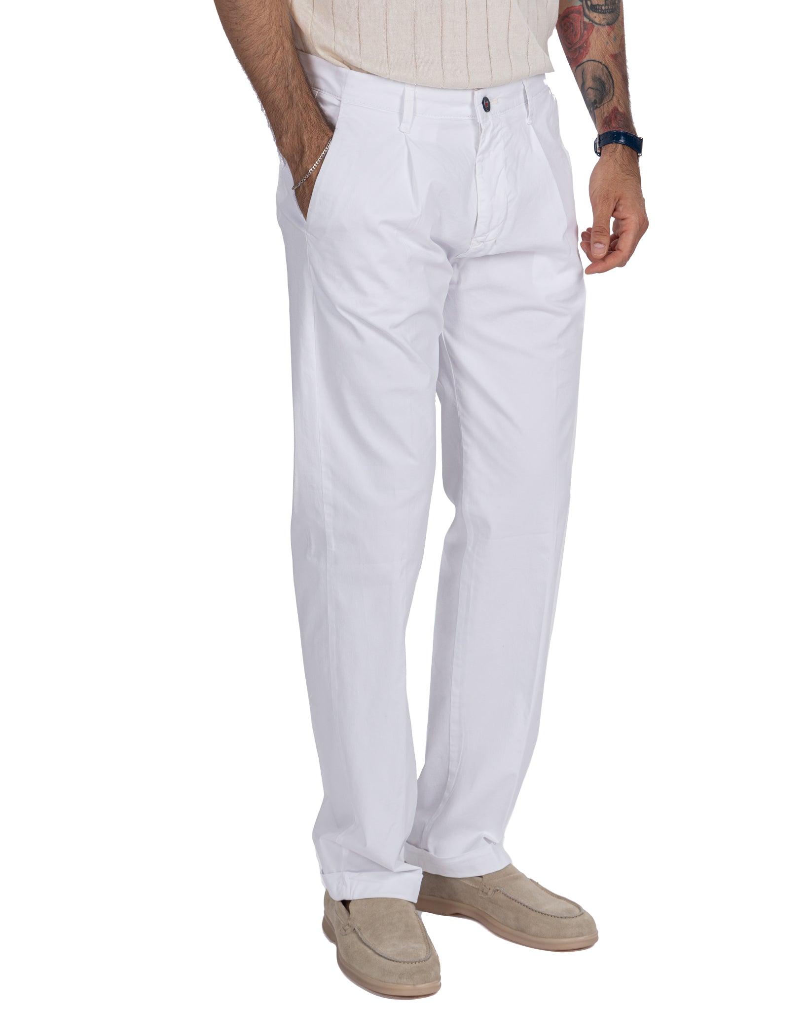 Seath - pantalón ancho de algodón blanco