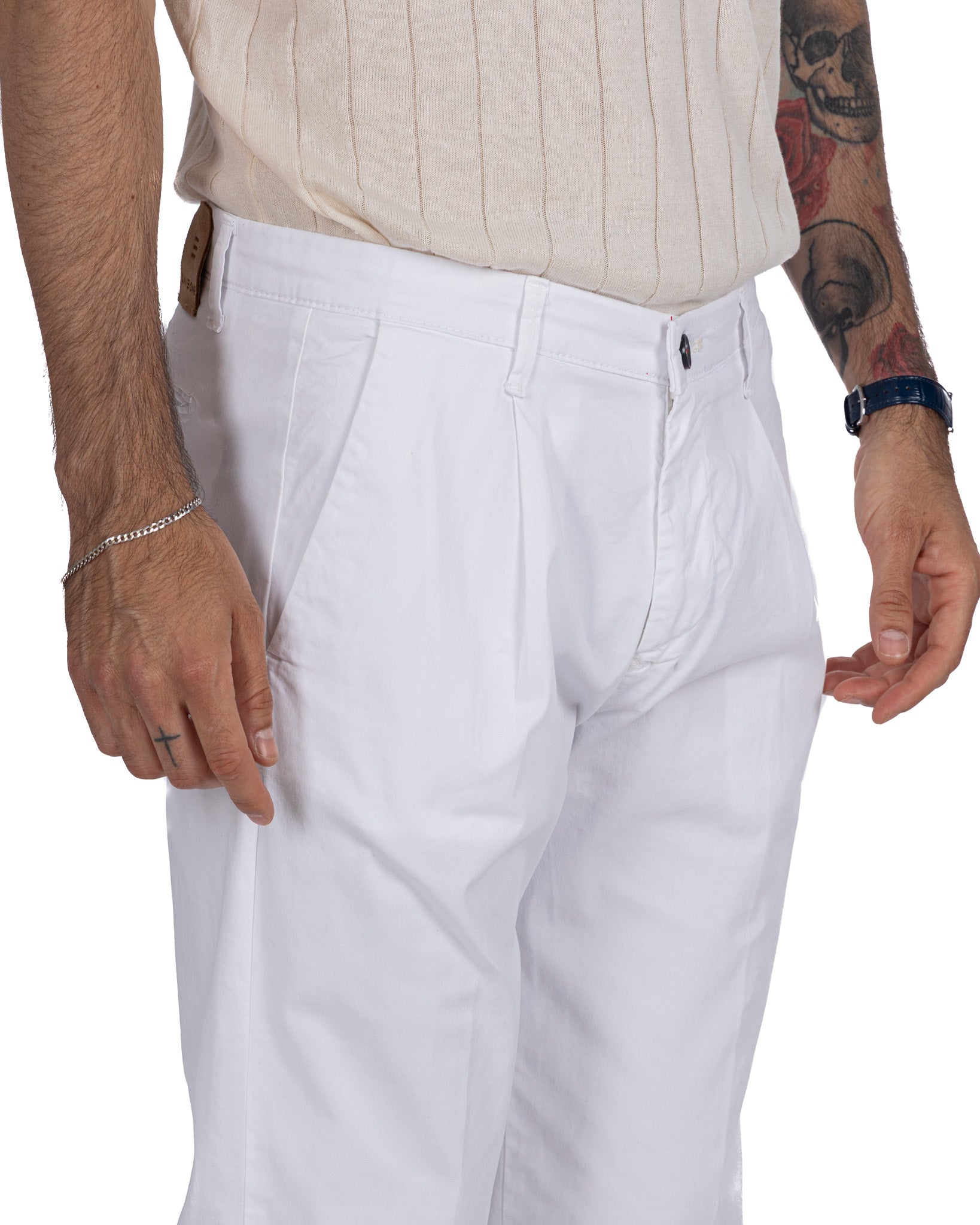 Seath - pantalón ancho de algodón blanco