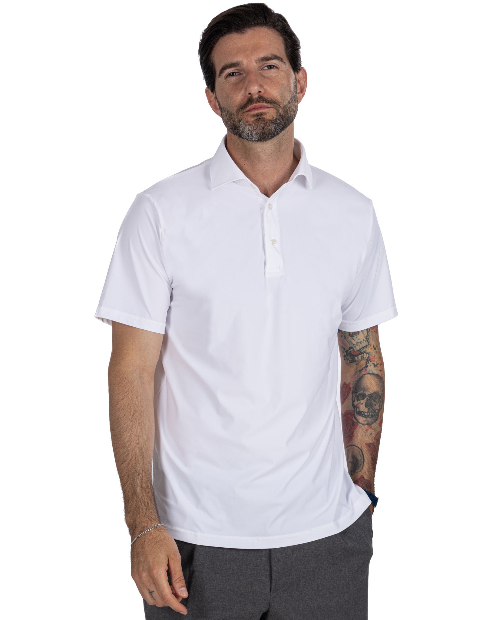 Polo Arnold de tejido travel blanca