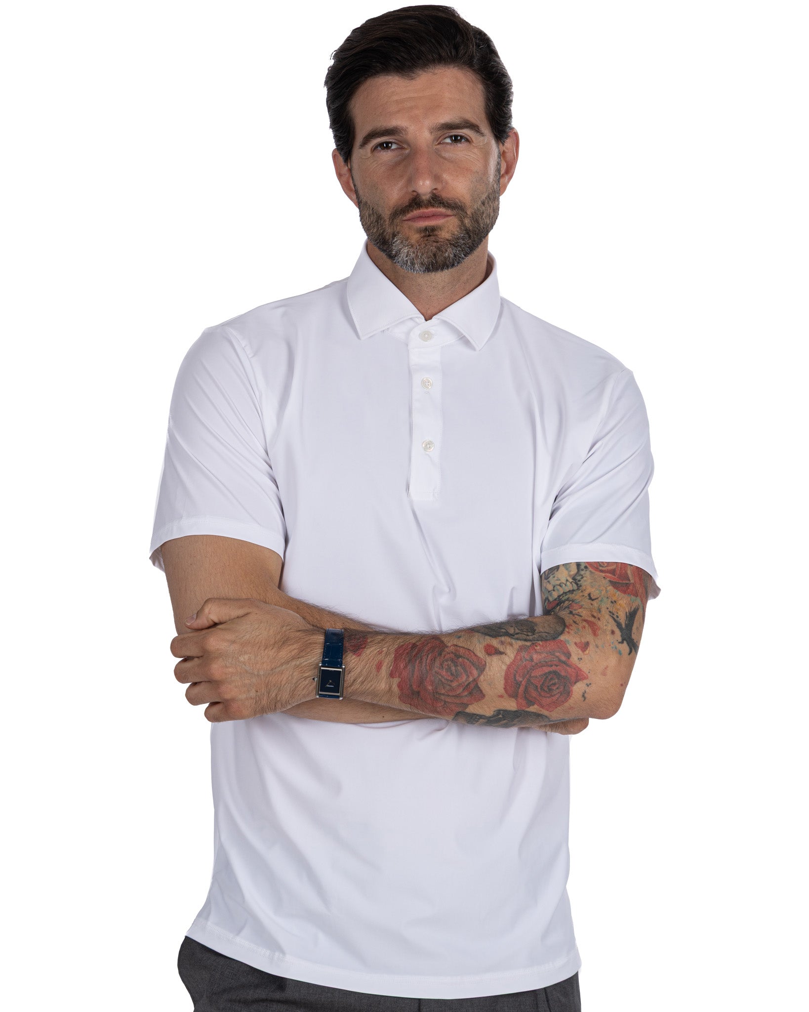 Polo Arnold de tejido travel blanca