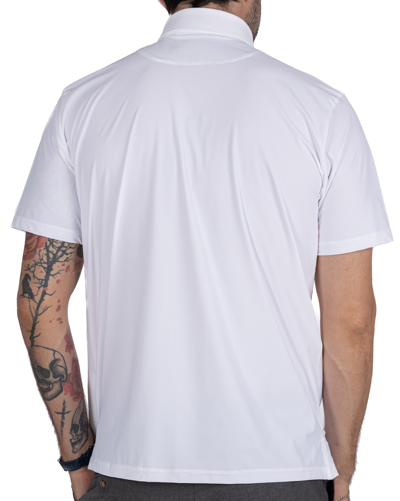 Arnold white travel fabric polo shirt