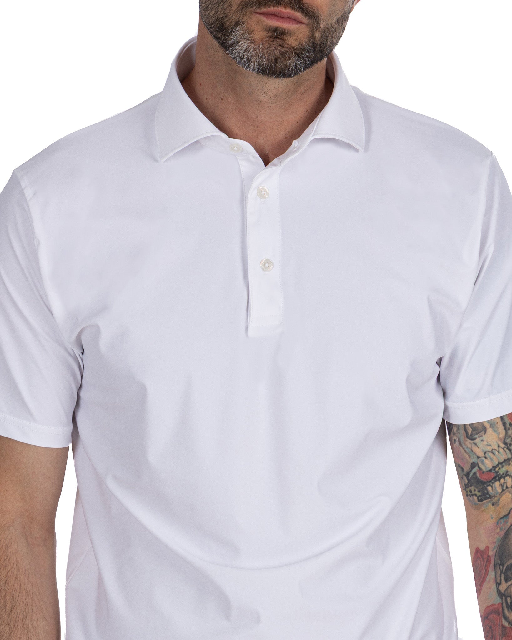 Arnold white travel fabric polo shirt
