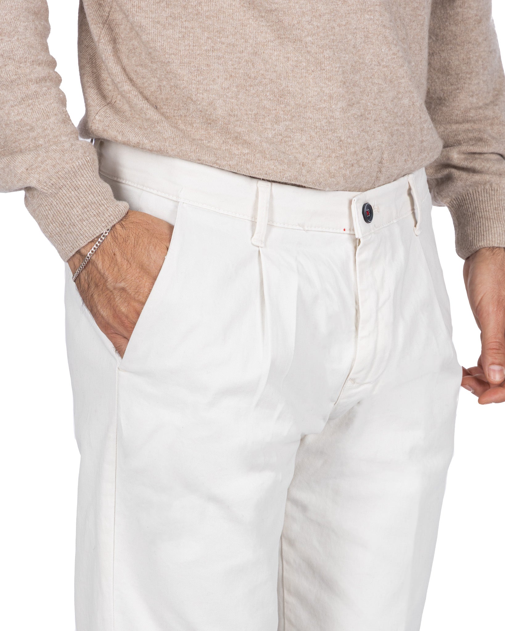 Pantalón Sean de algodón color crema
