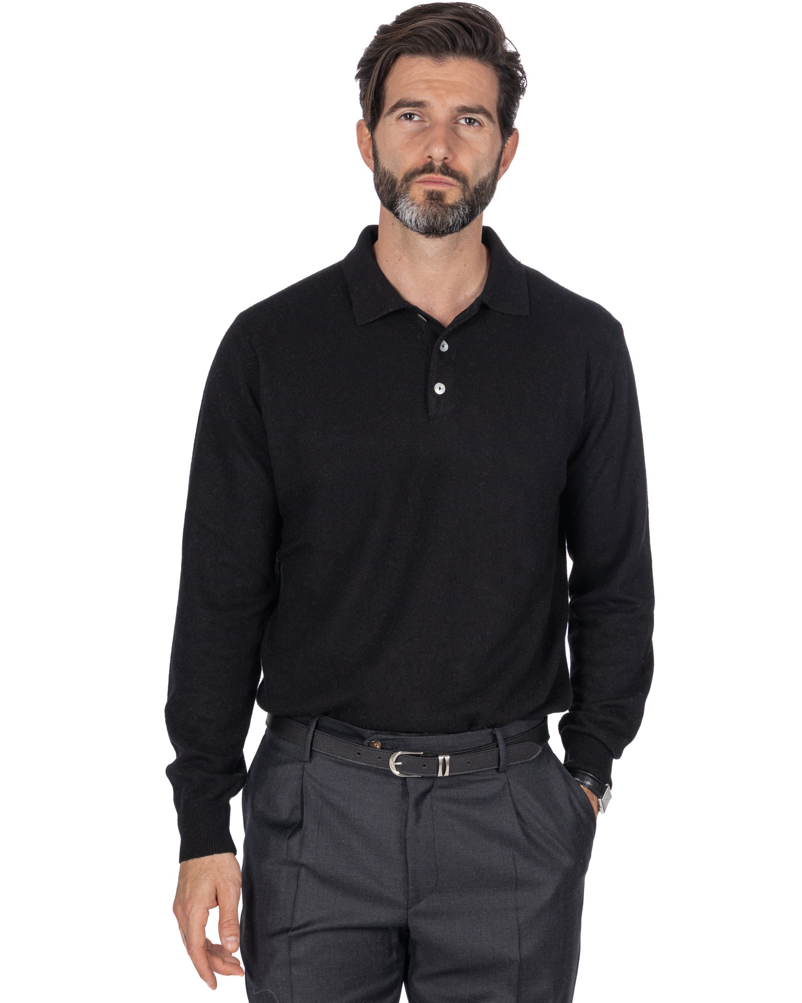 Polo Tiger de mezcla de cachemir negra