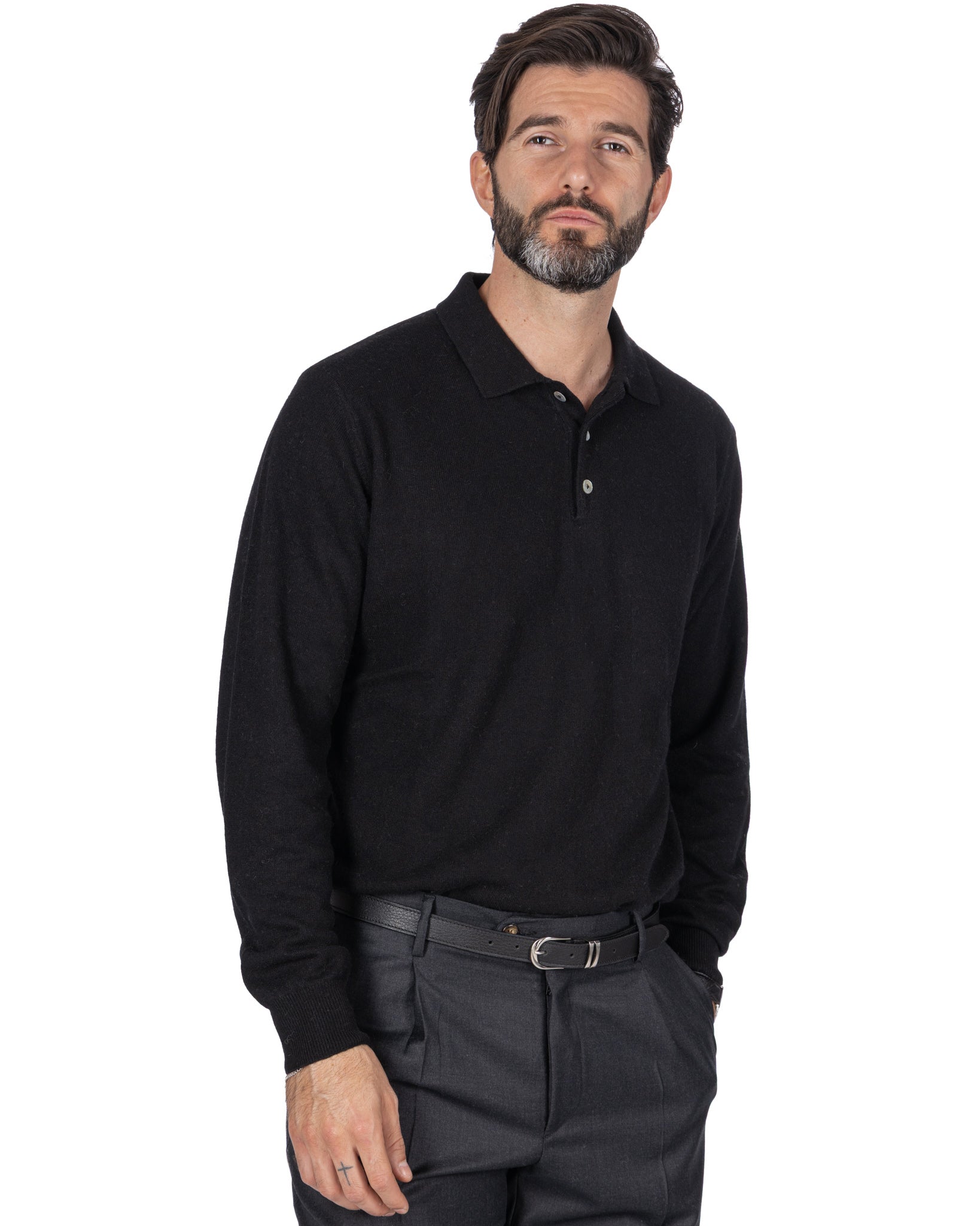 Polo Tiger de mezcla de cachemir negra