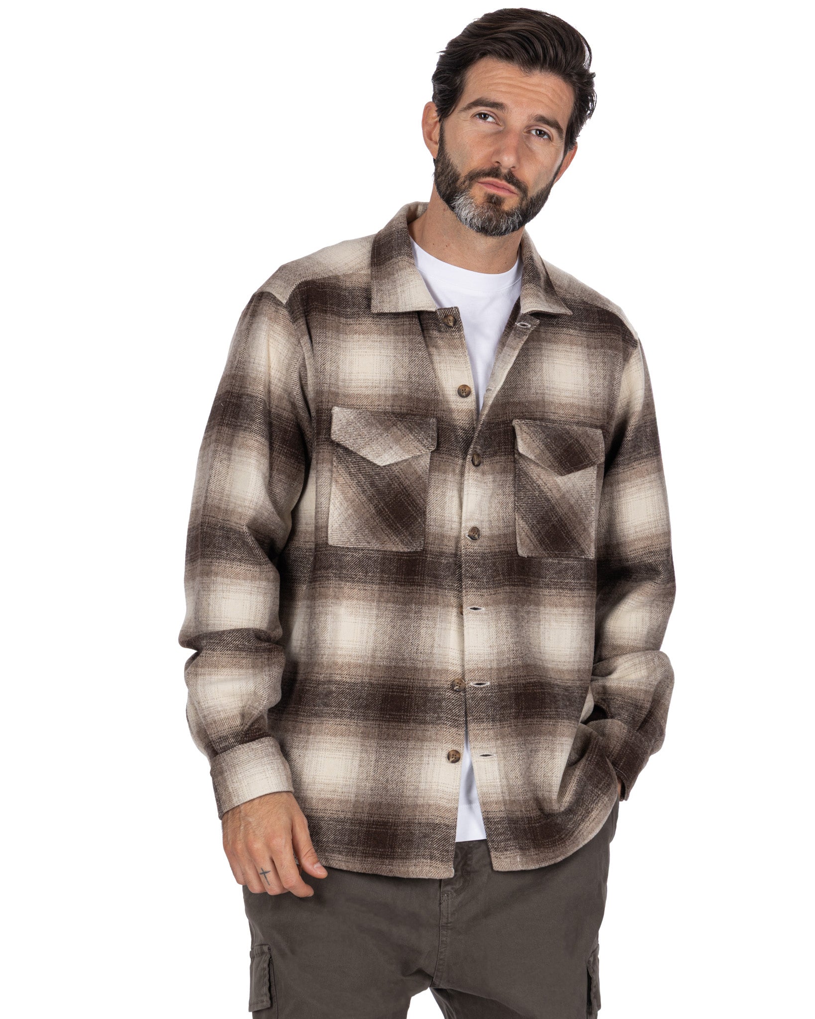 Camisa Odin de cuadros beige