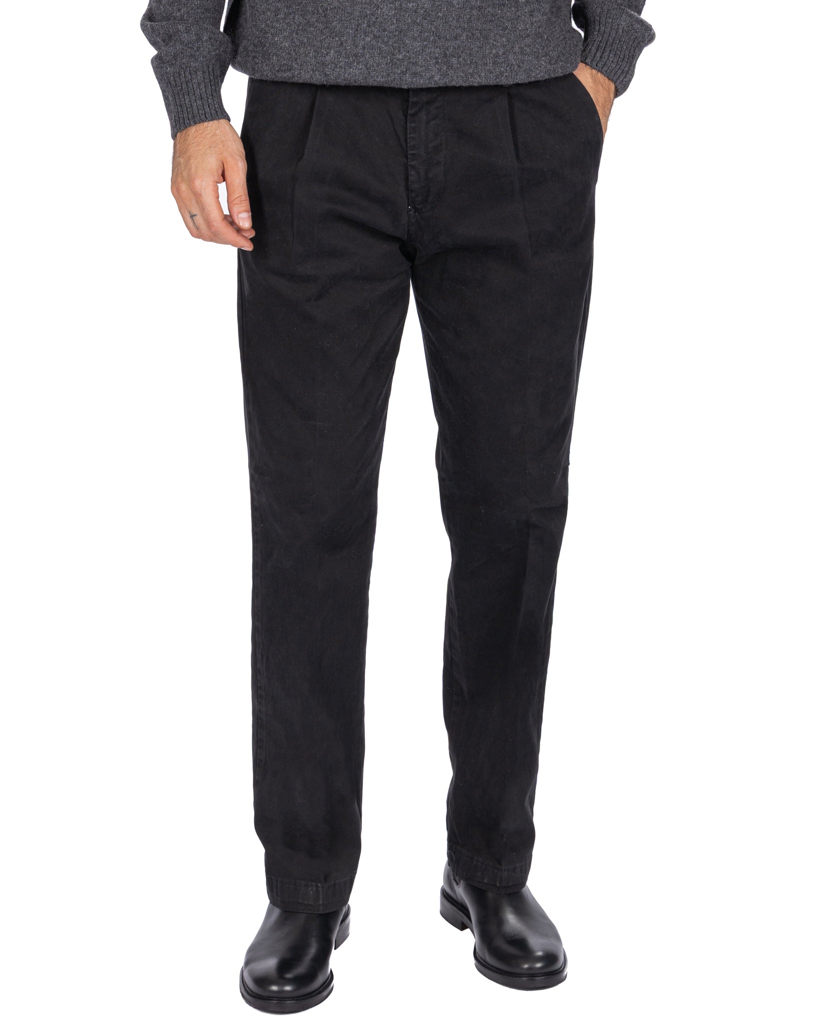 Seath - pantalón ancho de algodón negro