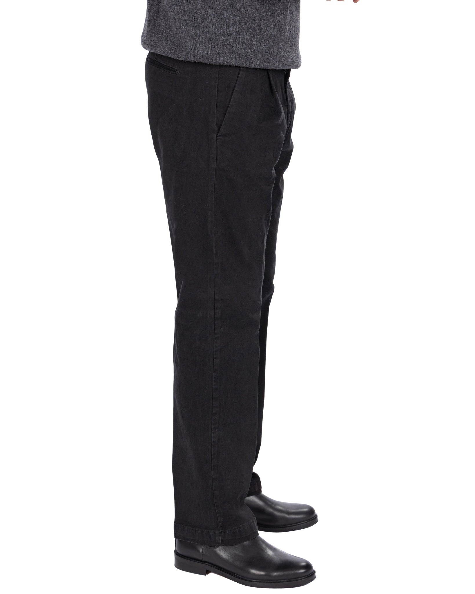 Seath - pantalone in cotone largo nero