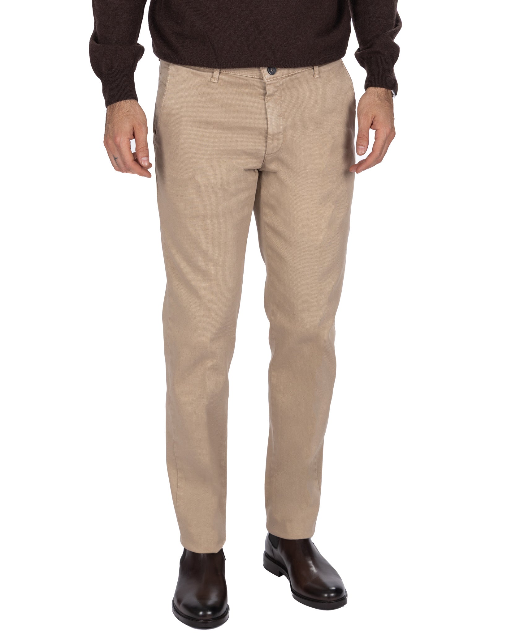 Pantalón Jack de algodón texturizado beige