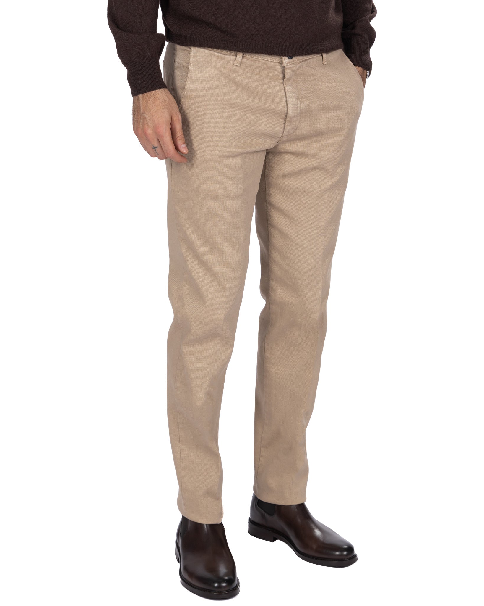 Pantalón Jack de algodón texturizado beige