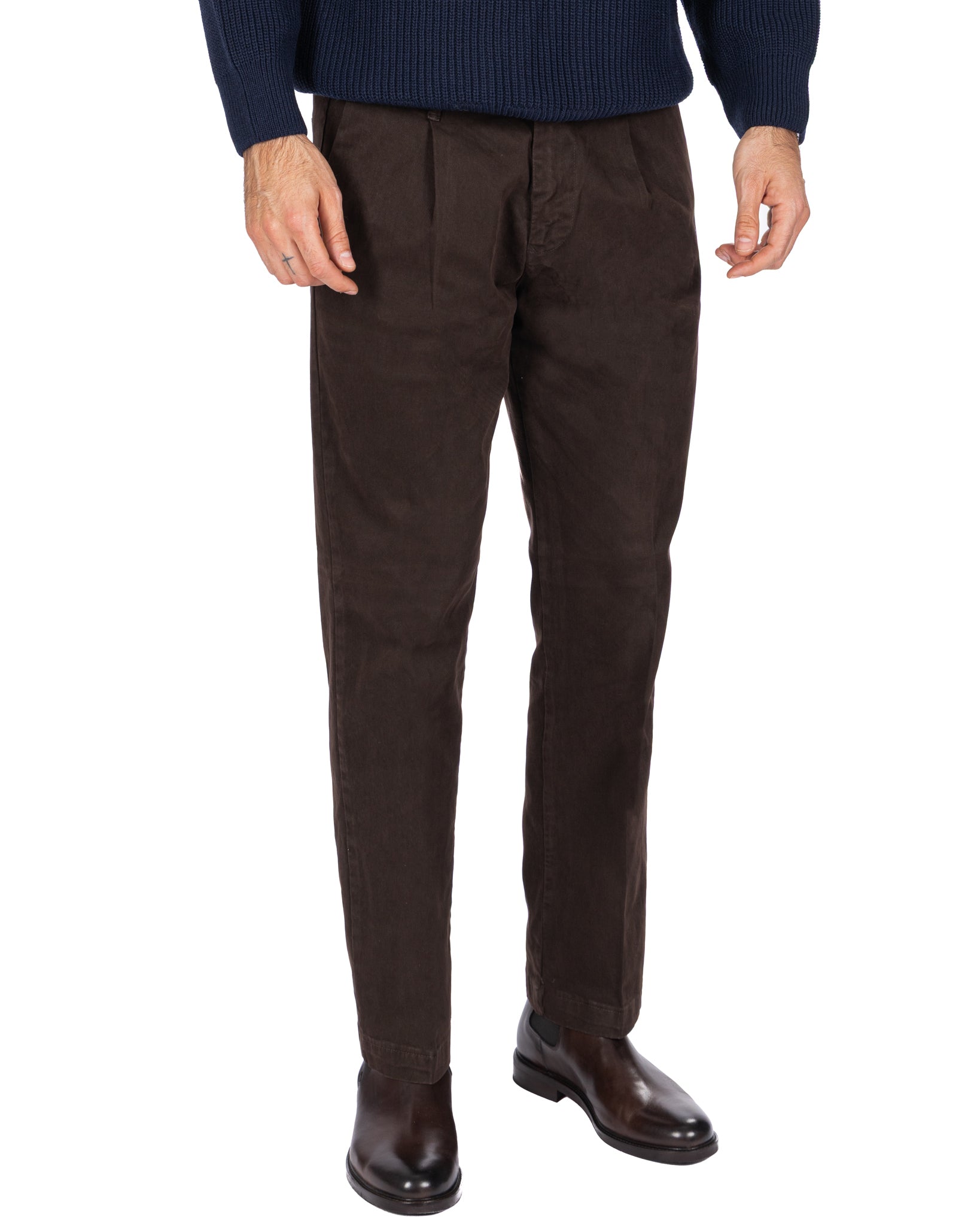 Pantalón Sean de algodón marrón oscuro
