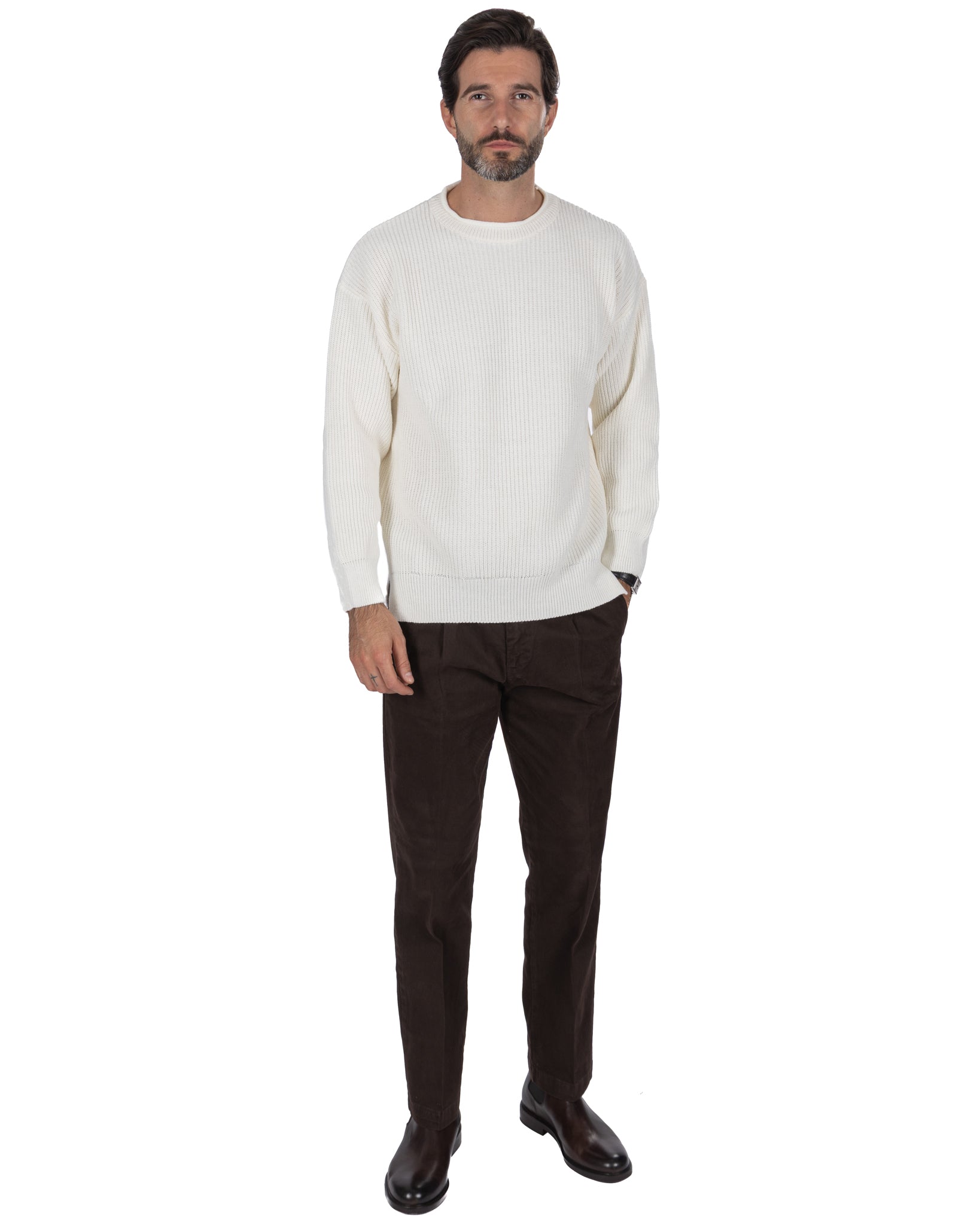 Jersey Sven de canalé color crema