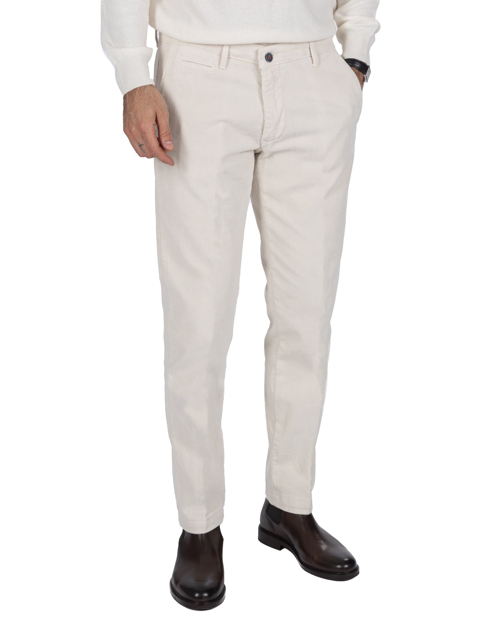 Pantalón Harlan de terciopelo color crema
