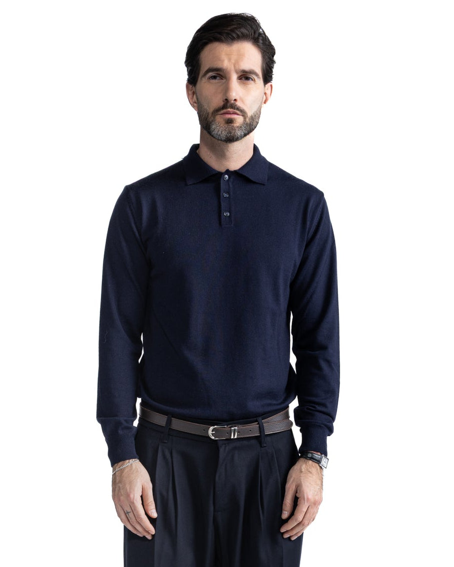 Polo Rovigo de lana Tollegno azul