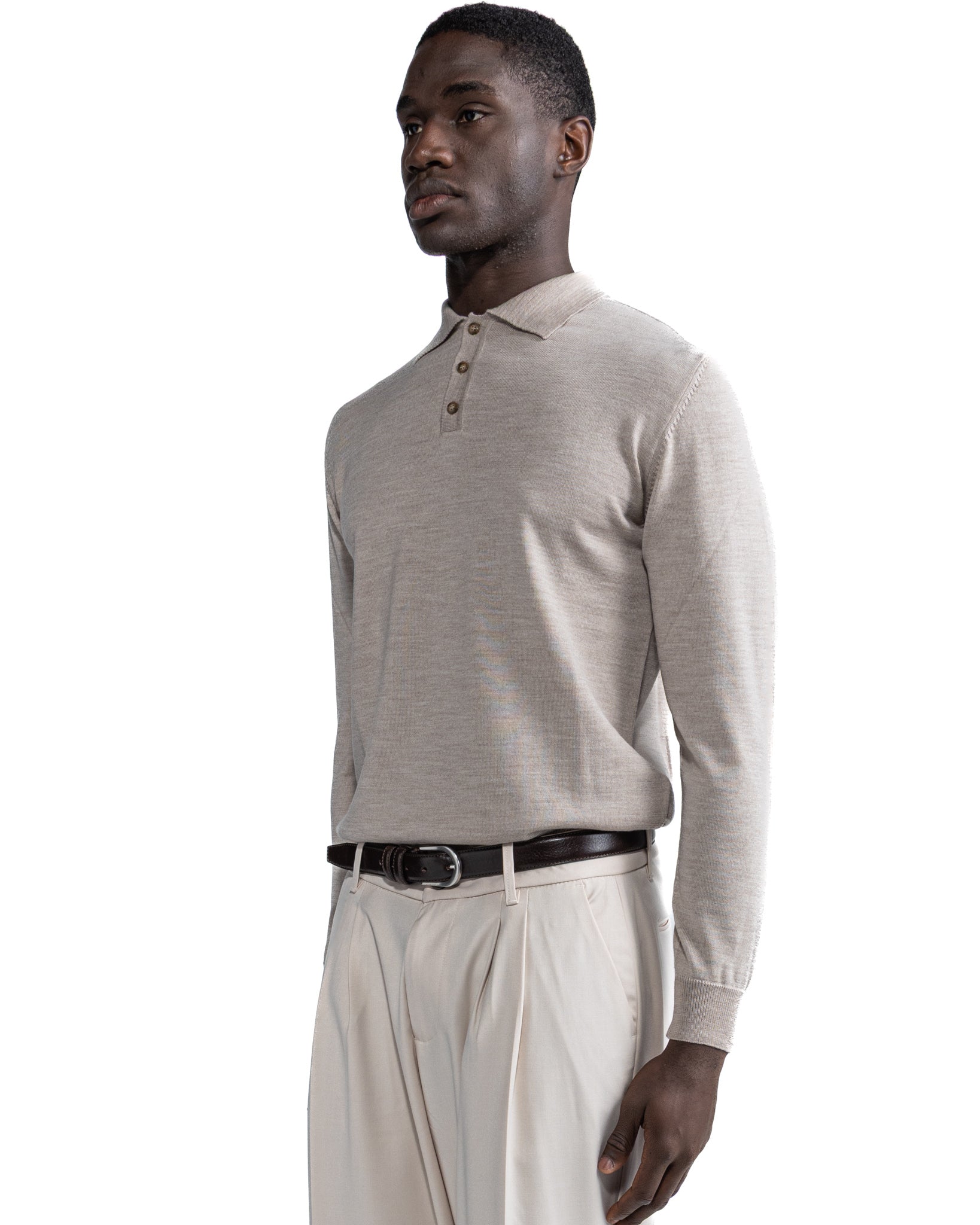 Polo Tiger en mezcla de cachemir beige