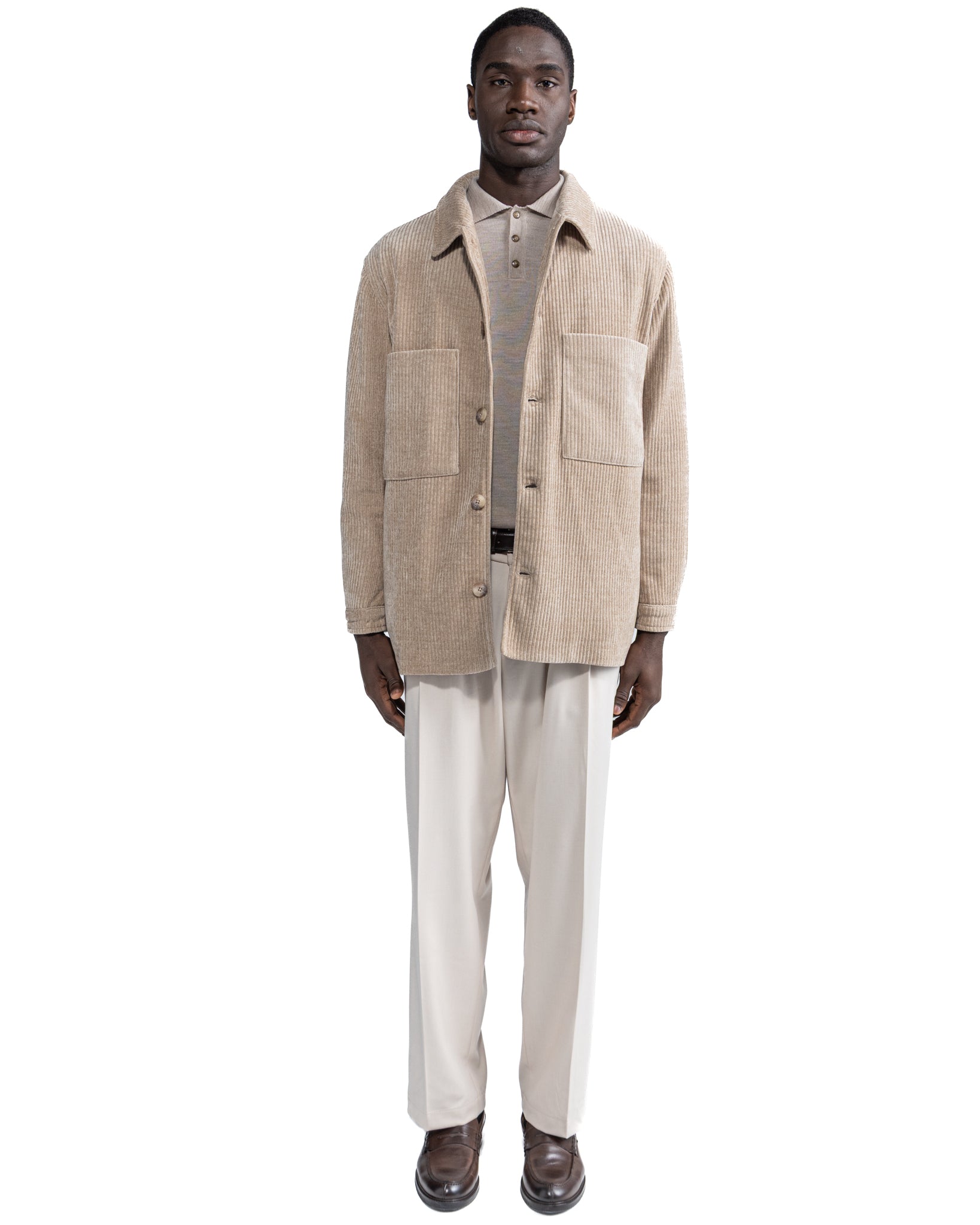 Chaqueta extragrande Jeremie de terciopelo beige
