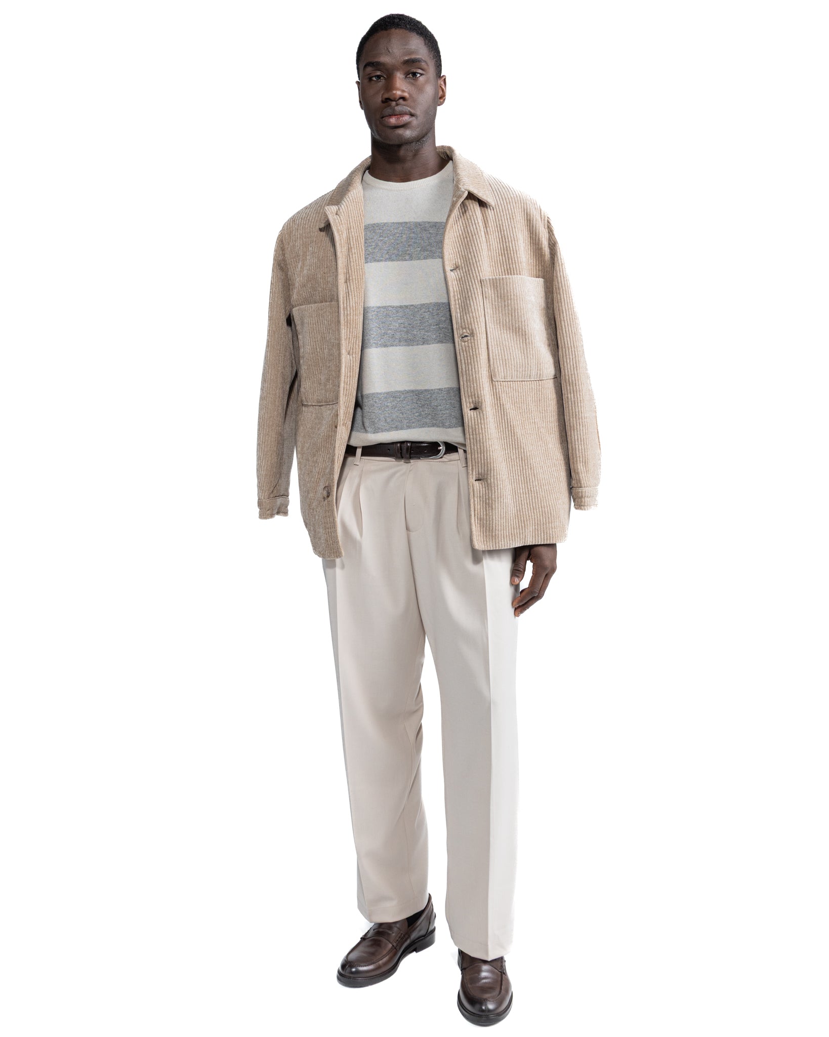 Jeremie Oversized Jacket in Beige Velvet