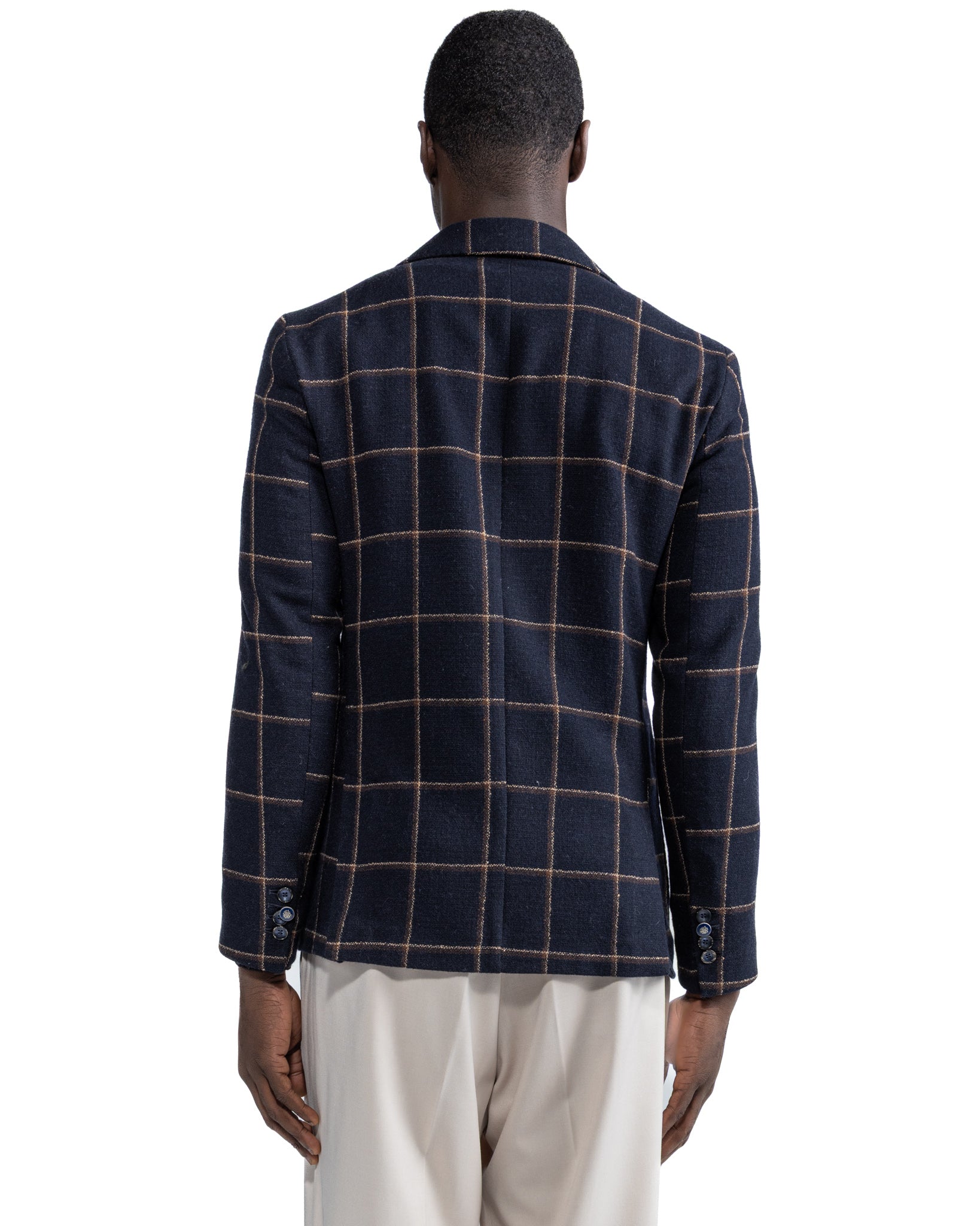 Chaqueta de doble botonadura Fuji a cuadros azul