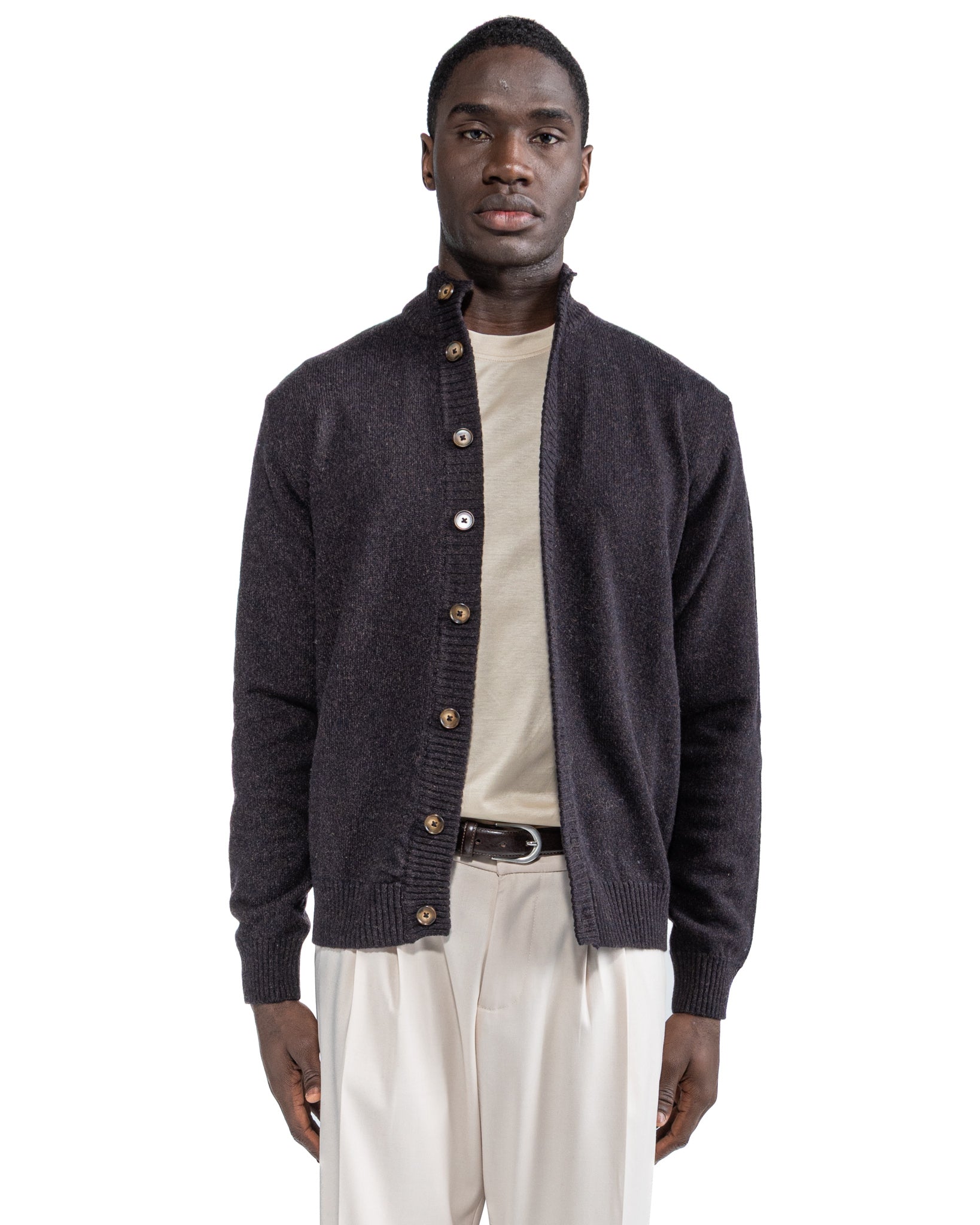 Chaqueta de punto Tavolara mouliné marrón oscuro