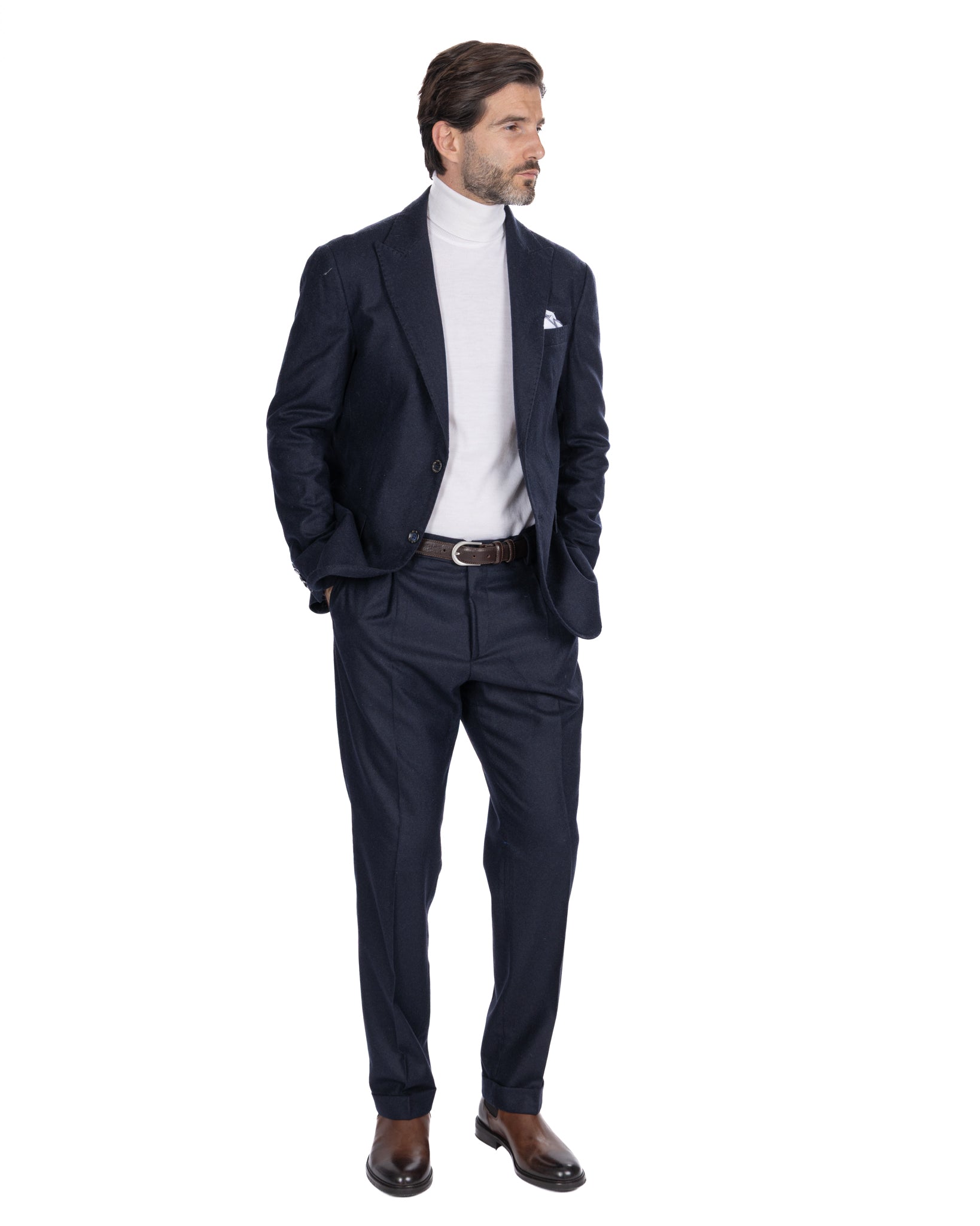 Traje Olympus de franela azul