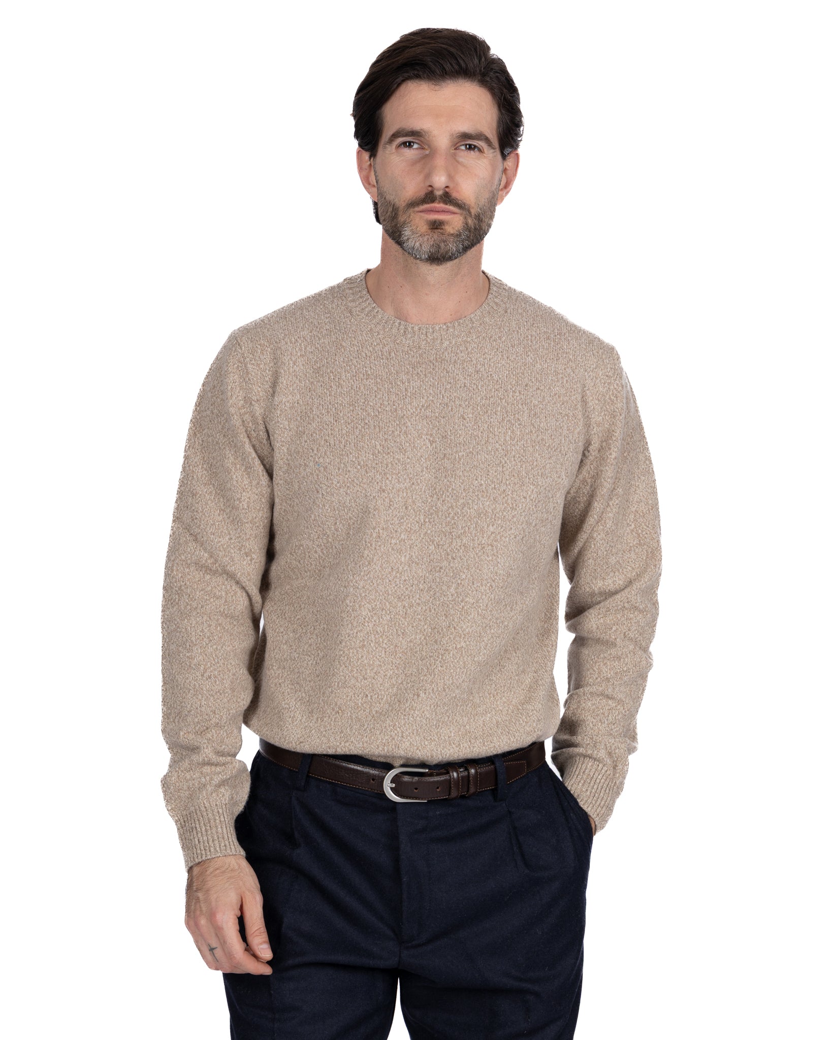 Jersey de cuello redondo Willie en bouclé camel