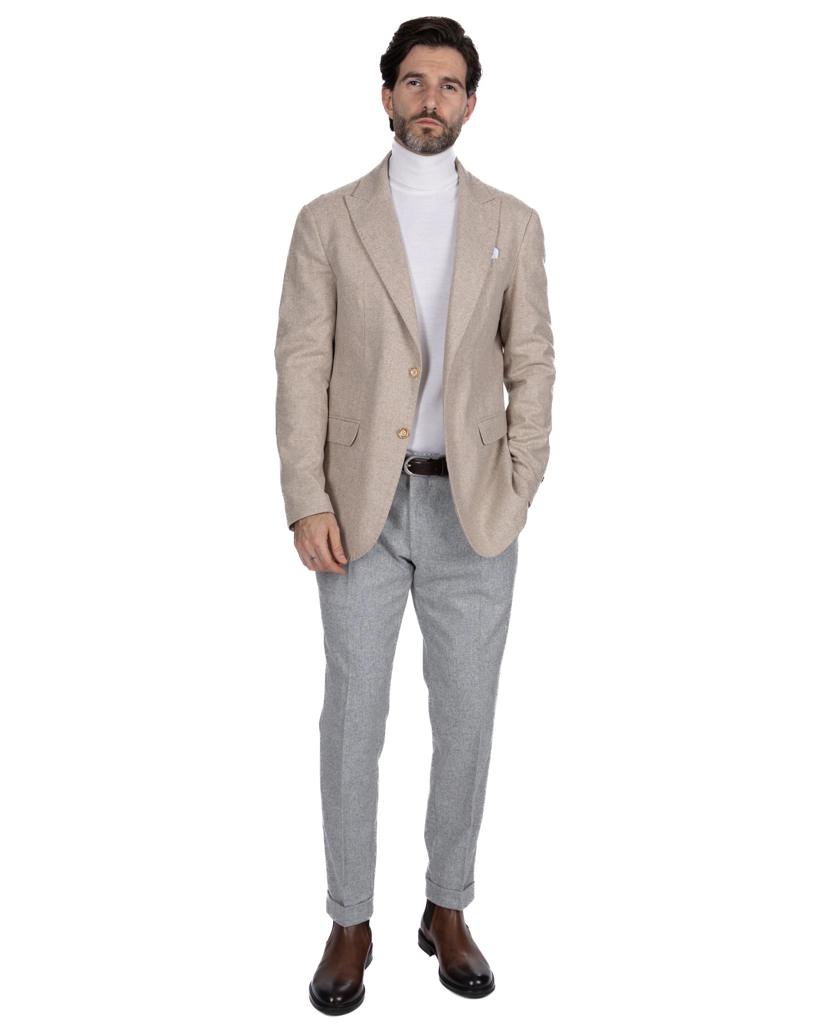 Leica grey flannel trousers