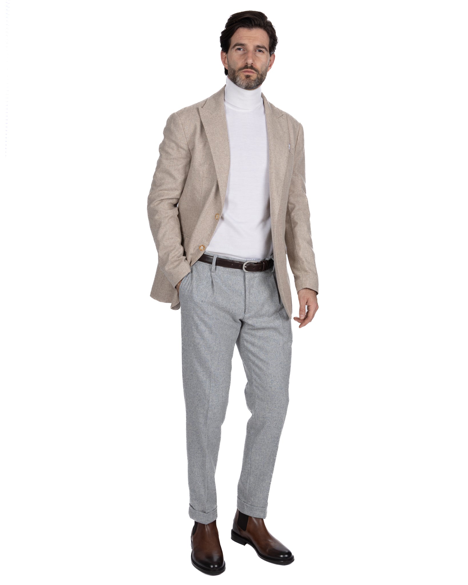 Leica grey flannel trousers